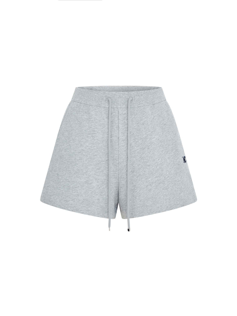 MO&Co. Women's Grey Cotton Casual Drawstring Waist Sweat Shorts