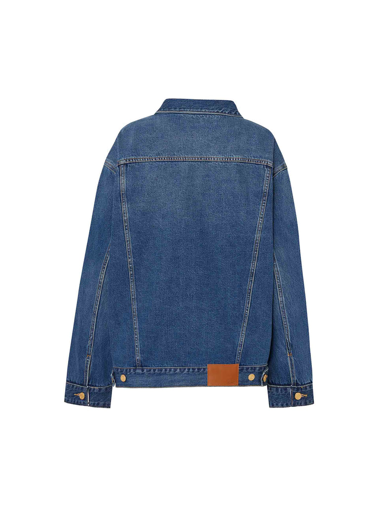 MO&Co. Women's Relaxed 100 Cotton Blue Denim Jacket