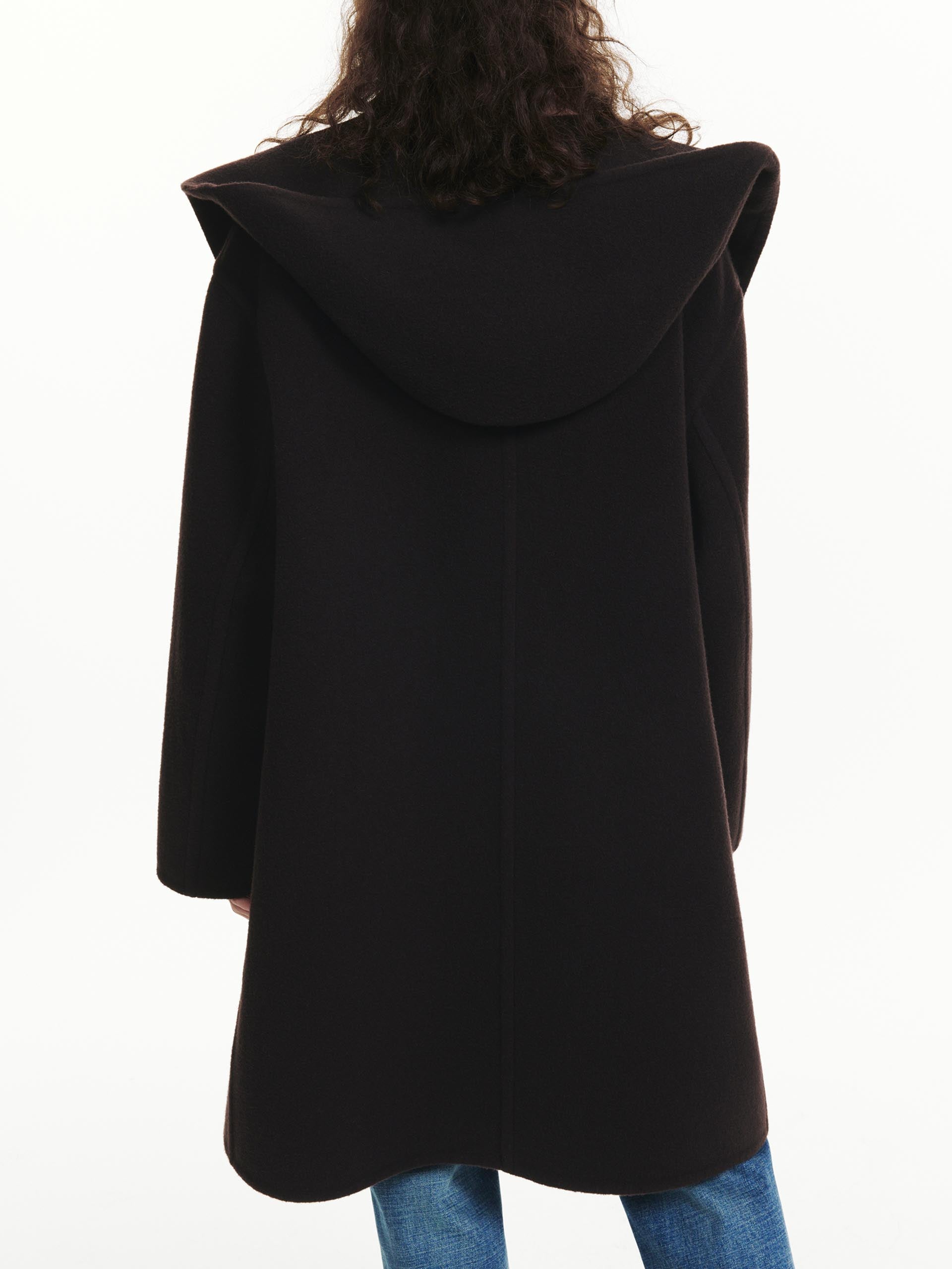 Long hooded wool coat womens clearance
