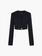 MO&Co. X Coperni Collection | Women's Belted Hem Cropped Jacket in Black