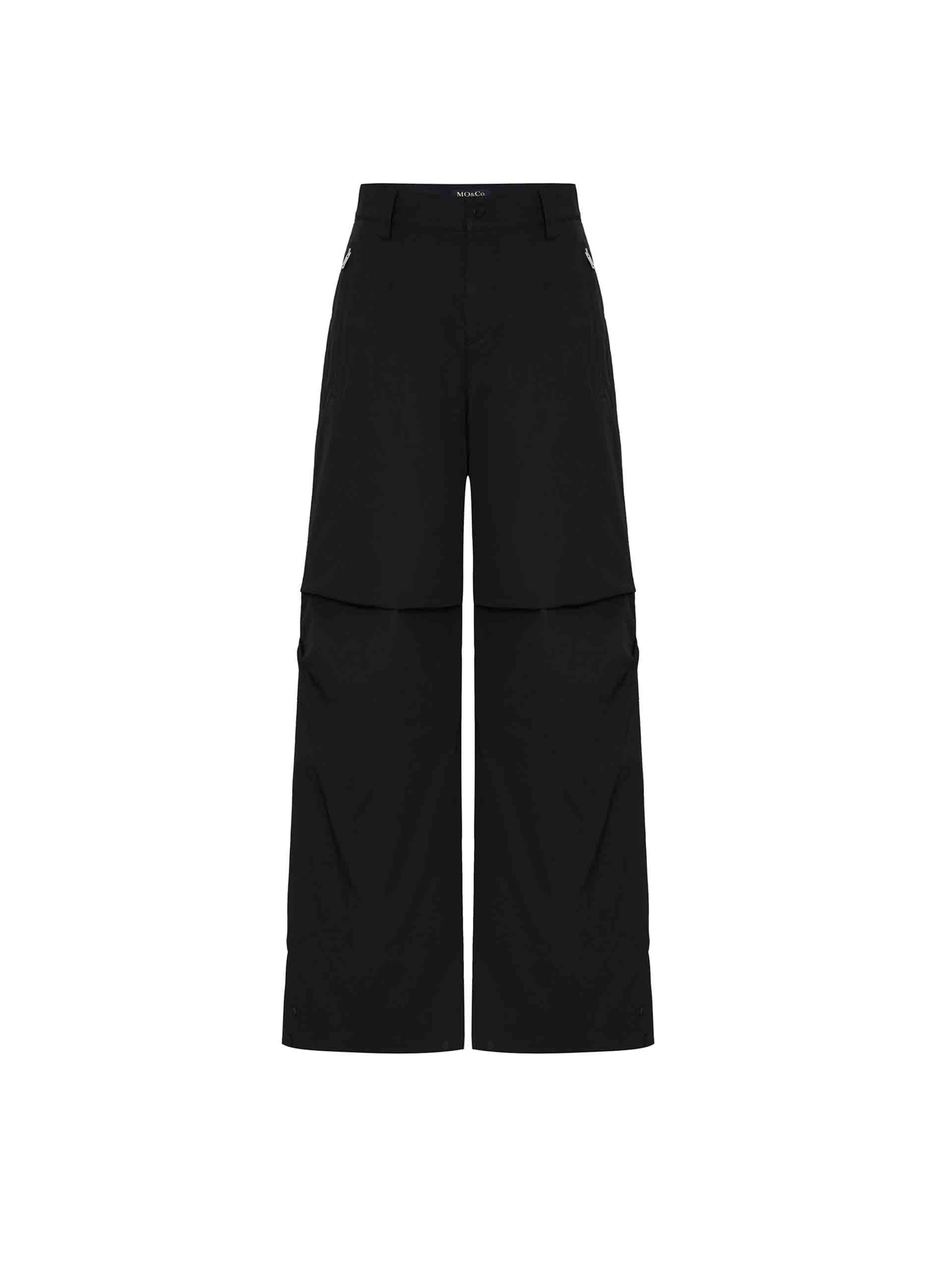 MO&Co. Women's High Waisted Knee Pleated Straight Pants Urbancore in Black