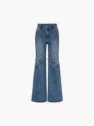 MO&Co. X Coperni Collection | Women's Paneled Straight Leg Blue Jeans