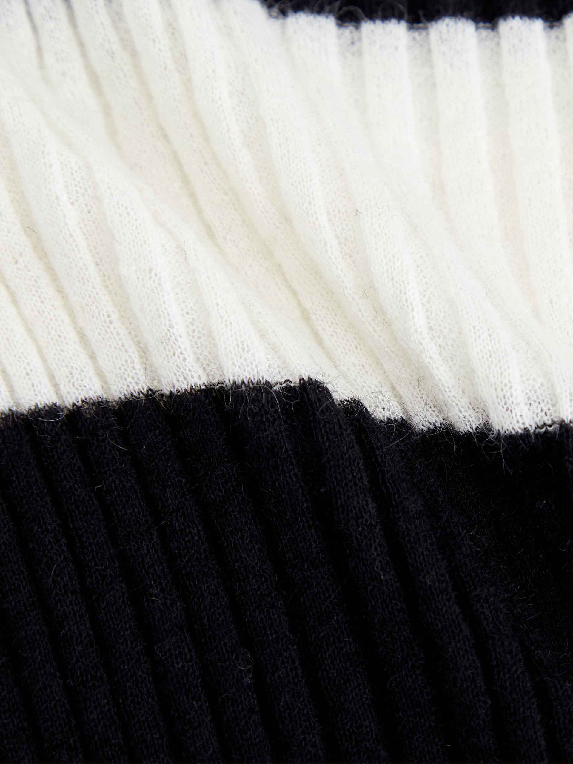 MO&Co. Noir Women's Include Mohair Wool Turtleneck Striped Top with Raw Neckline, cuffs and Hem