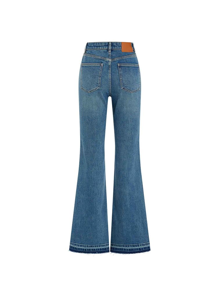 MO&Co. Women's Zircon Detail Straight-leg Flared Jeans in Blue