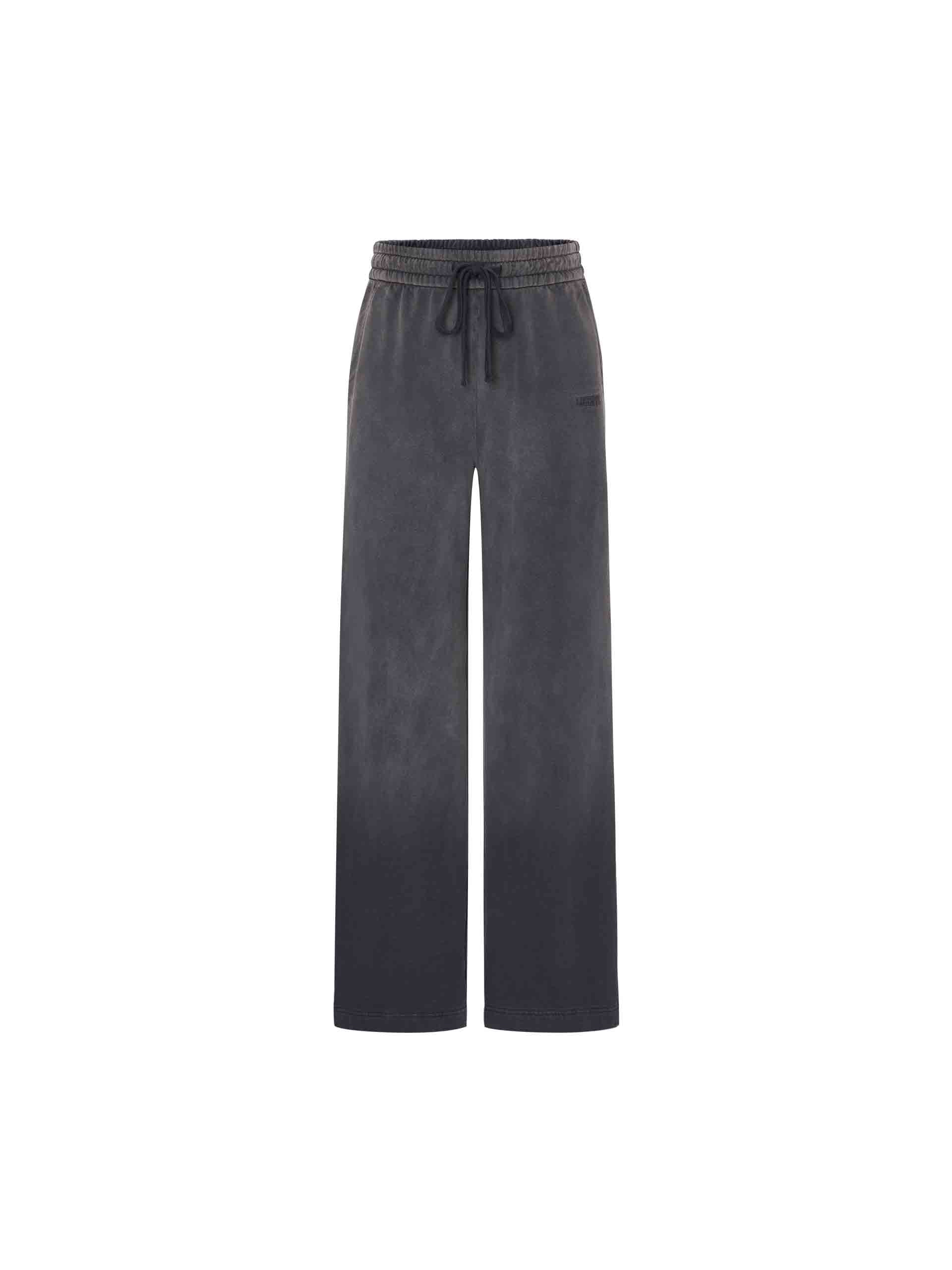 MO&Co. Women's Retro Drawstring Waist Causal Sweatpants with Dip Dye in Grey