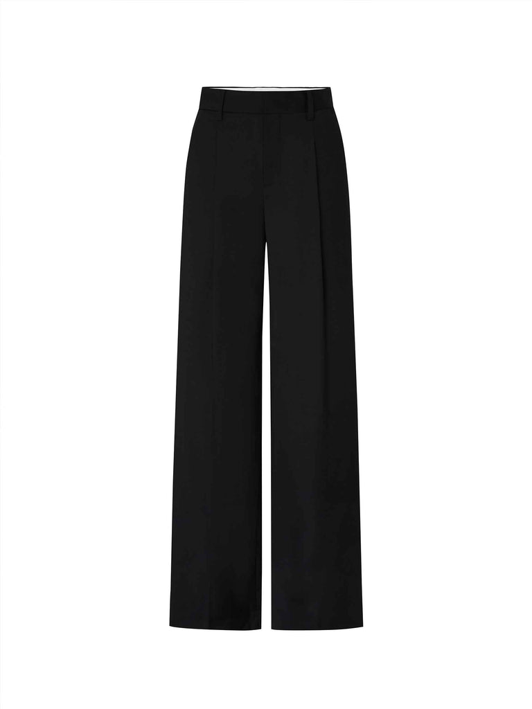 MO&Co. Women's High-rise Tailored Pleated Suit Pants in Black
