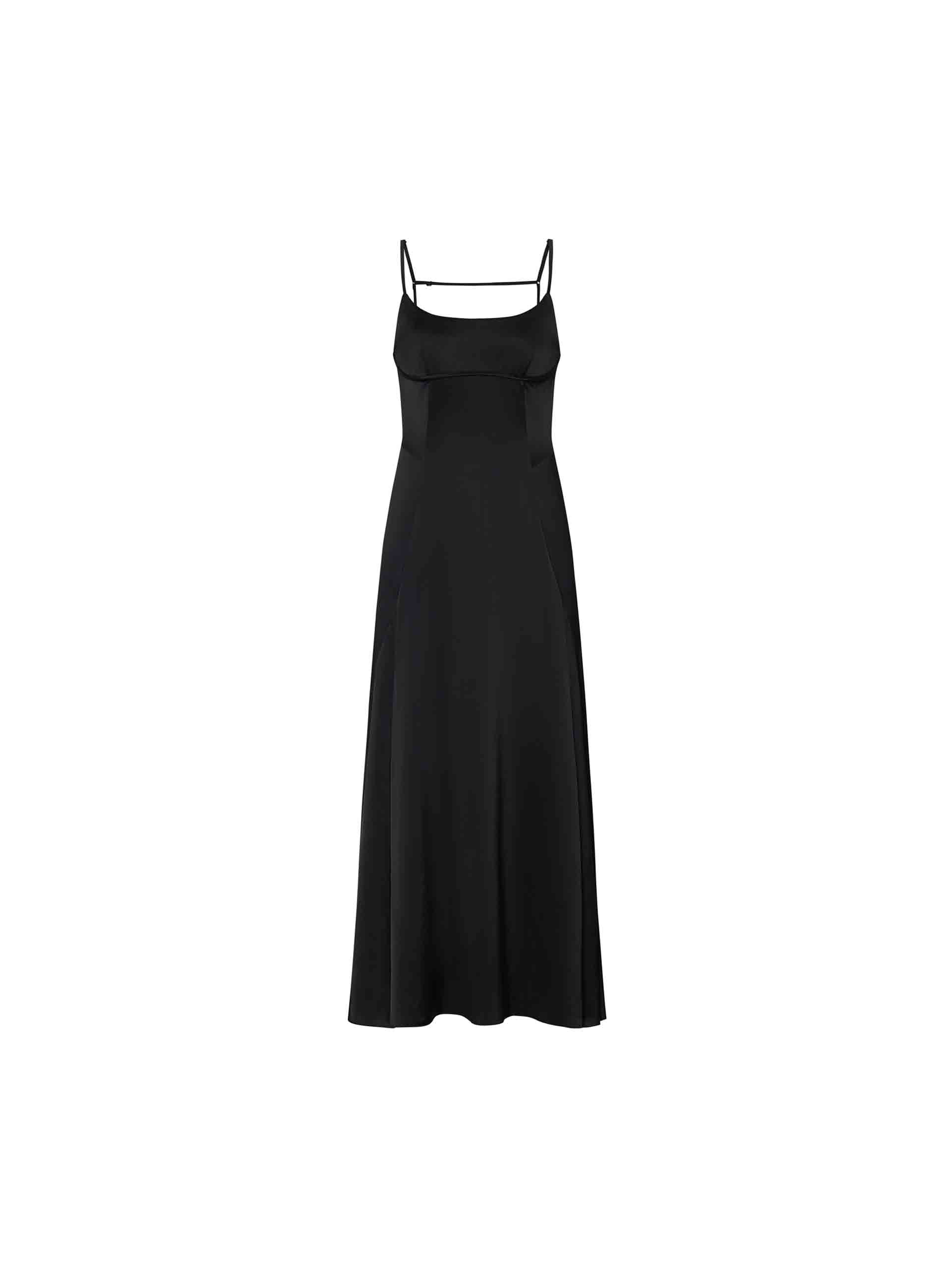 MO&Co. Women's Triacetate Blend Cami Little Black Dress in Midi