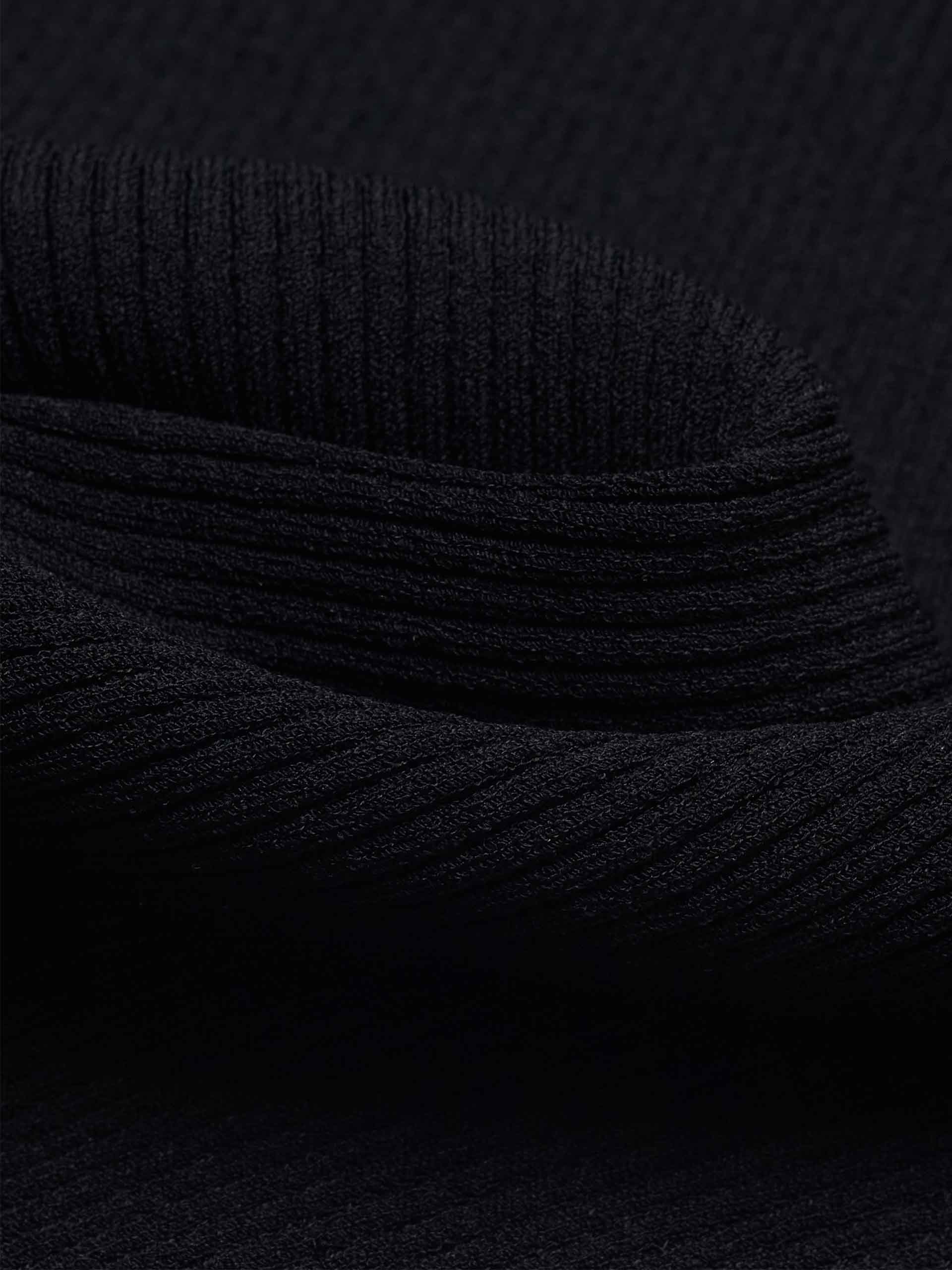 MO&Co. Women's Contrast Detail Long Sleeve V-neck Knit Top in Black