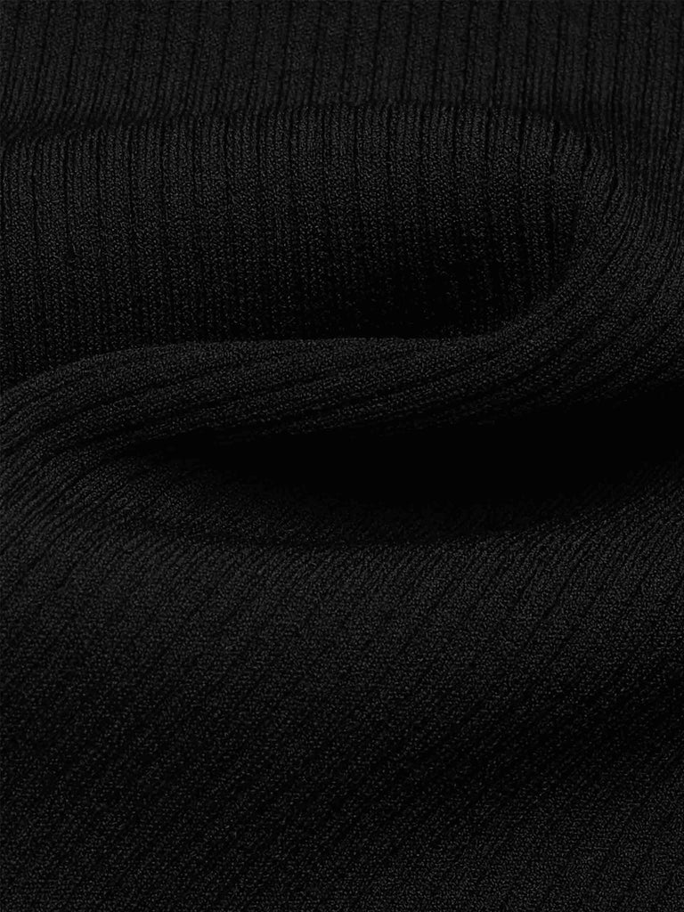 MO&Co. Women's Black Tie Detail Long Balloon Sleeves Crop Top