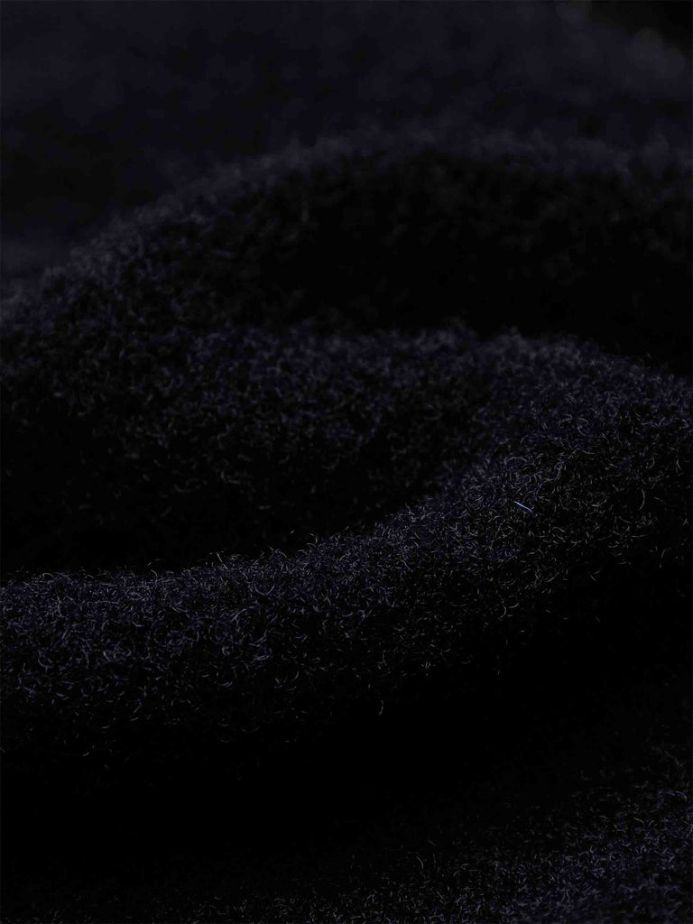 MO&Co. Women's Black Star Pattern V Neck Knitted Cardigan in Black Eyelash Yarn