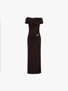 MO&Co. X Coperni Collection | Women's Asymmetric Draped Maxi Dress in Brown