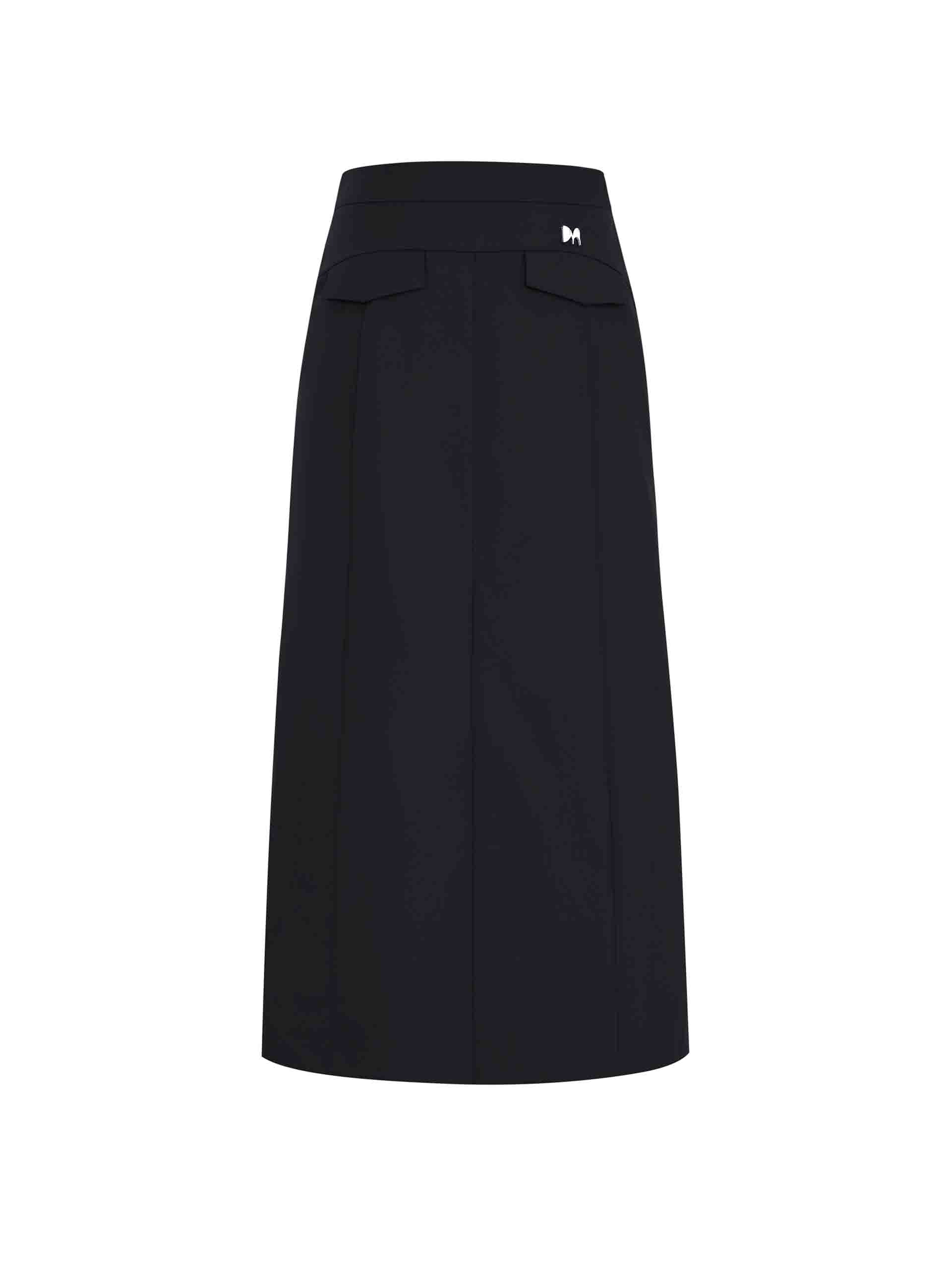 MO&Co. Women's Front Slit Belted Cargo Midi Skirt Urbancore in Black