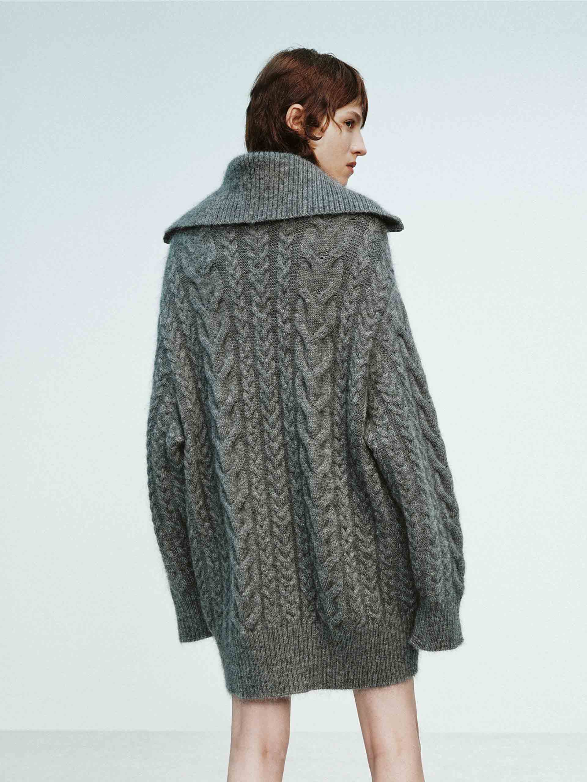MO&Co. X RECTO Collection Women's Wide Collar Mohair Cable Knit