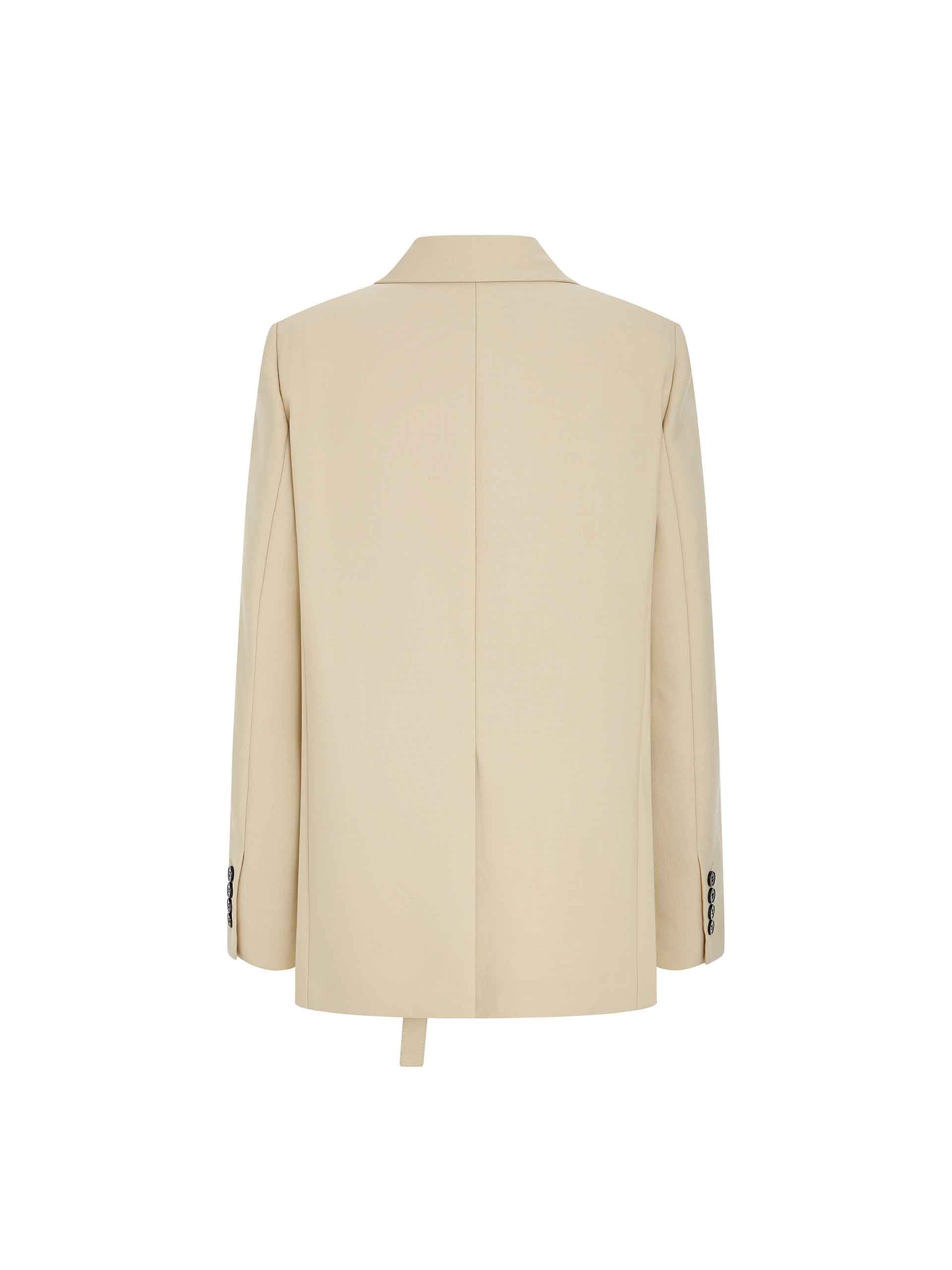 MO&Co. Women's Wool Blend Belt Detail Tailored Blazer in Beige