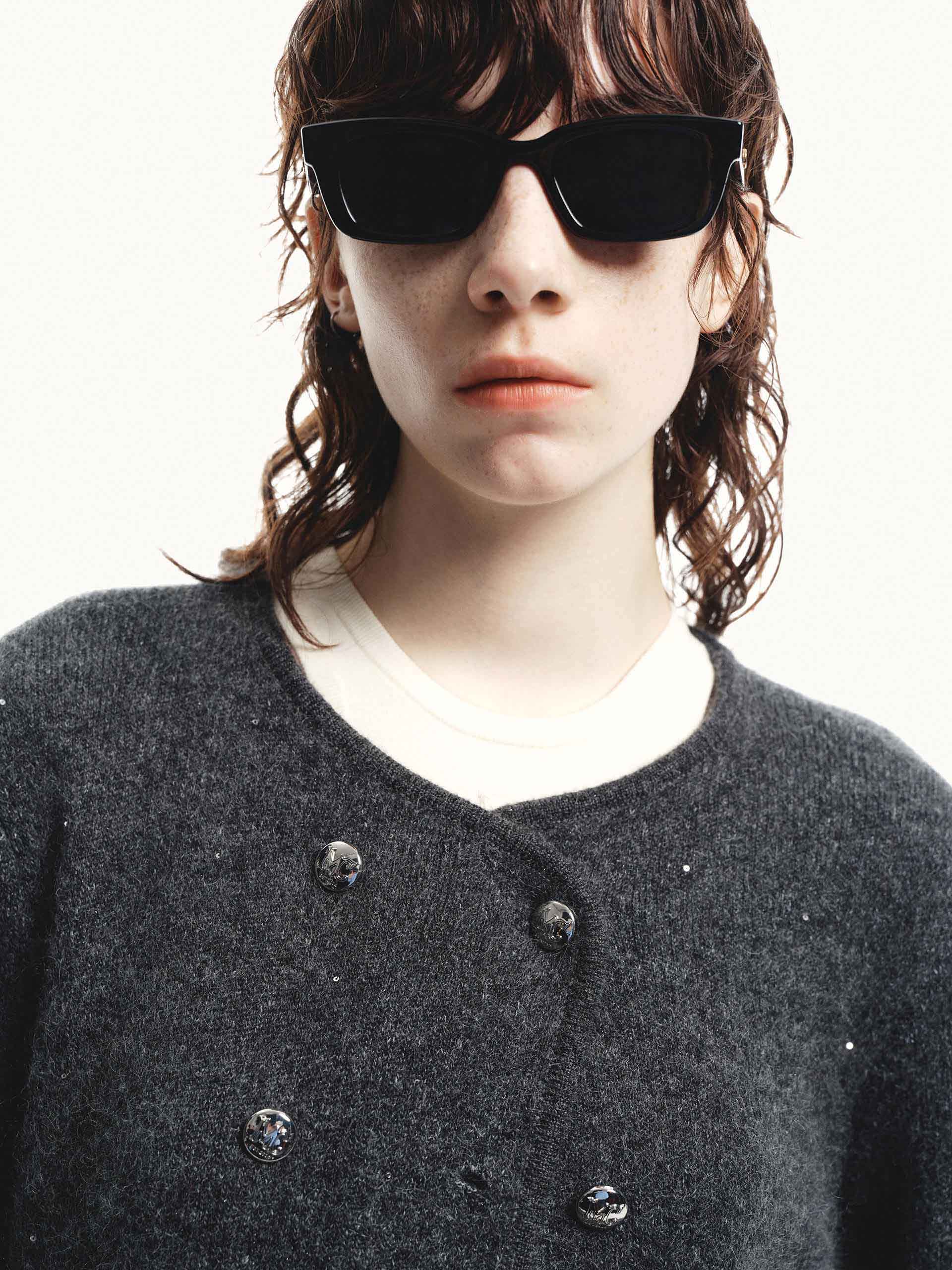 MO&Co. Women's Double Breasted Cropped Cardigan