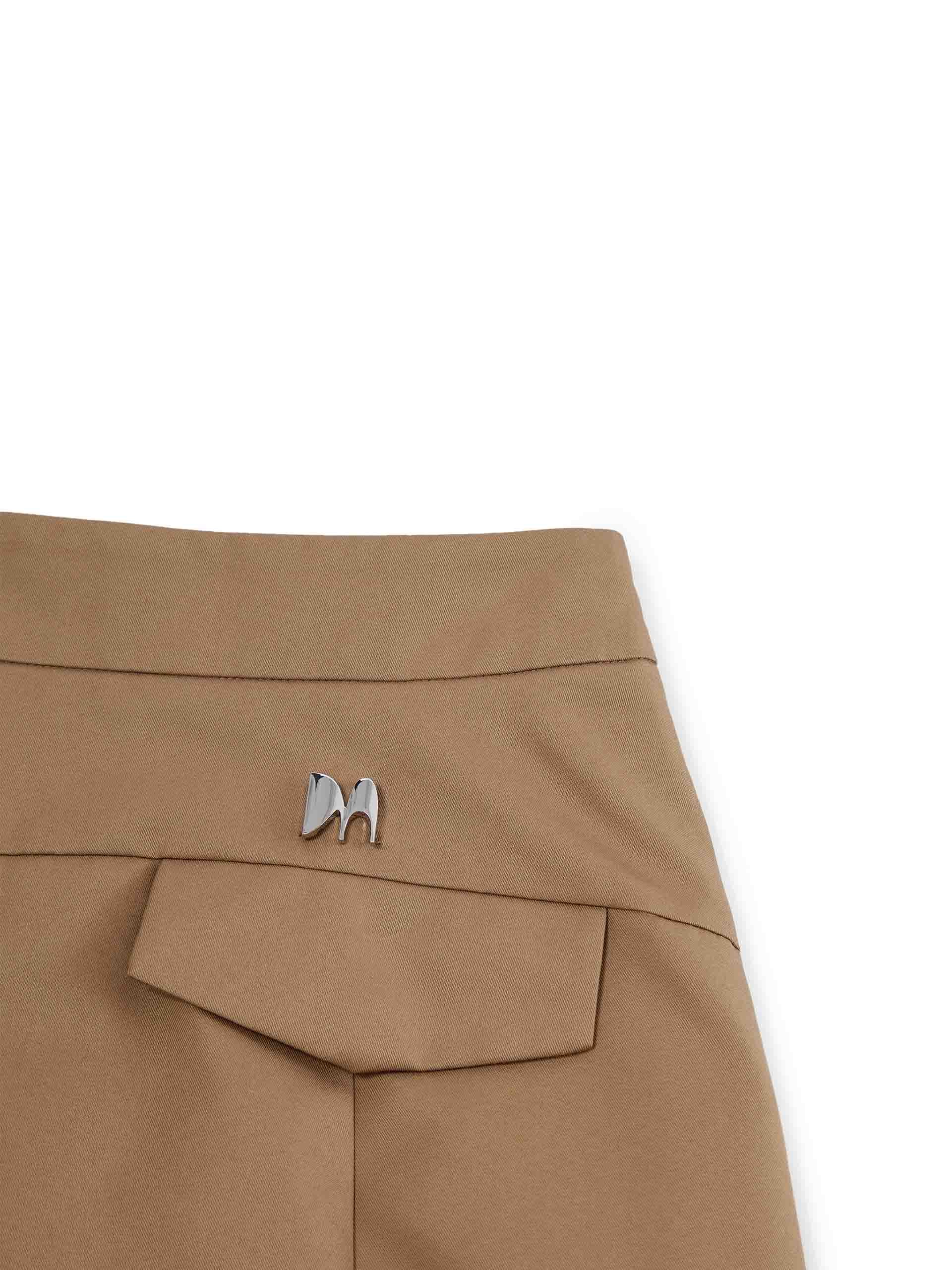 MO&Co. Women's Front Slit Belted Cargo Midi Skirt Urbancore in Camel/Khaki