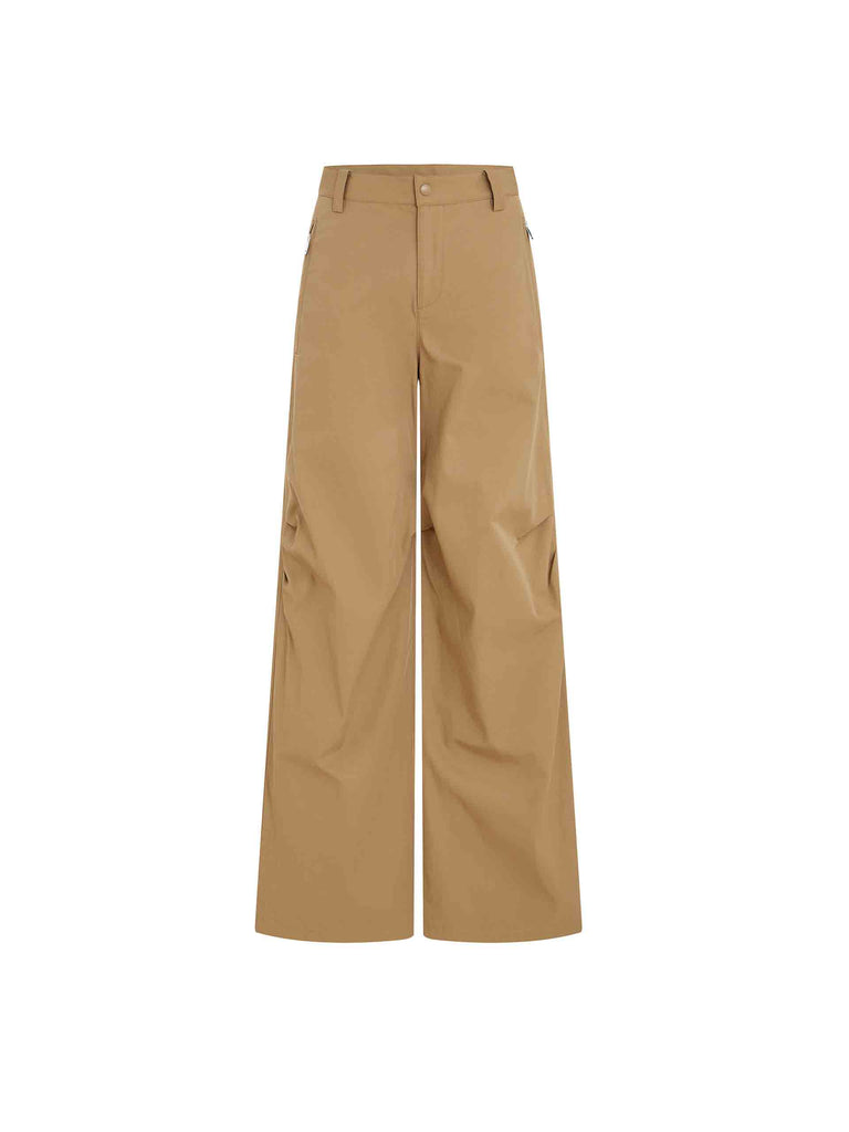 MO&Co. Women's High Waisted Knee Pleated Straight Pants Urbancore in Camel