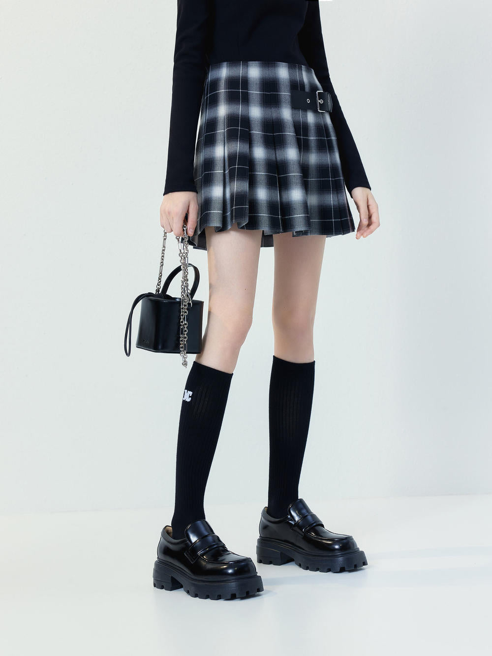 Checkered Pleated Skirt - Main Image