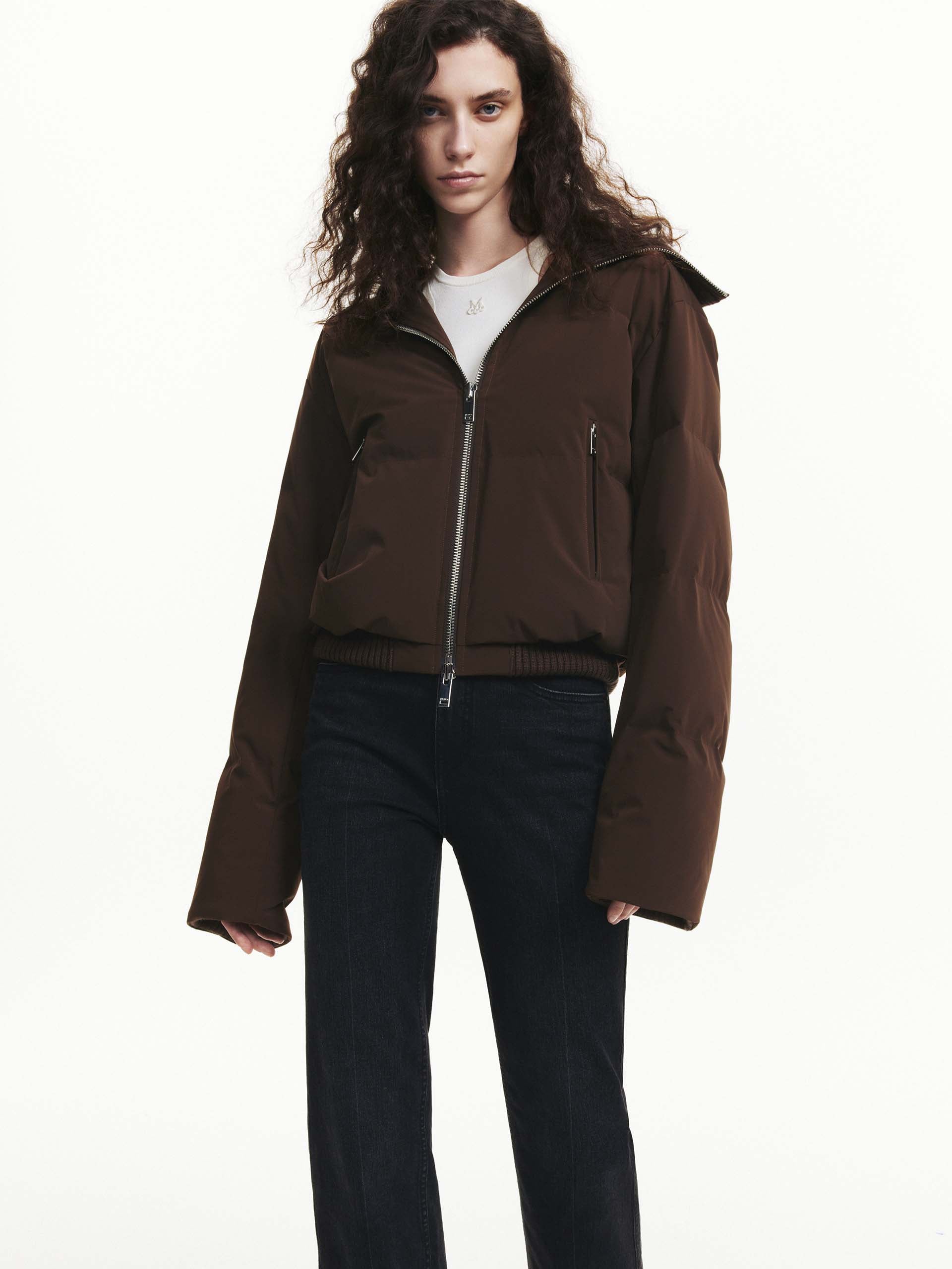 MO&Co. Women's Ribbed Trim Shell Down Jacket