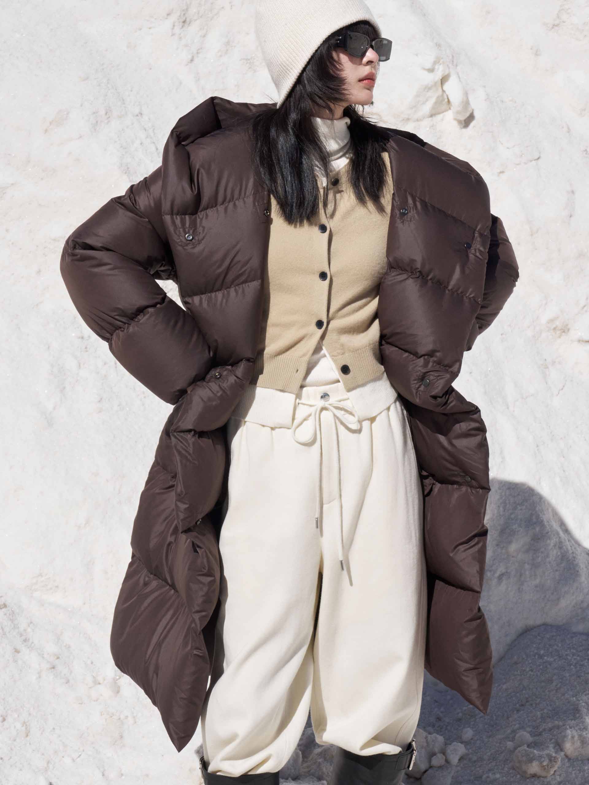 MO&Co. Women's Belted Quilted Shell Down Coat