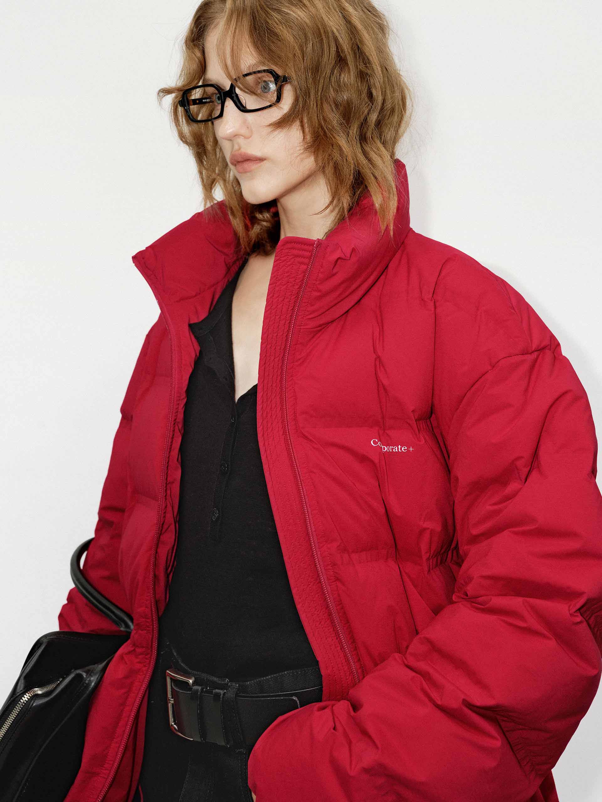 MO&Co. Women's Drawstring Waist Quilted Shell Down Jacket