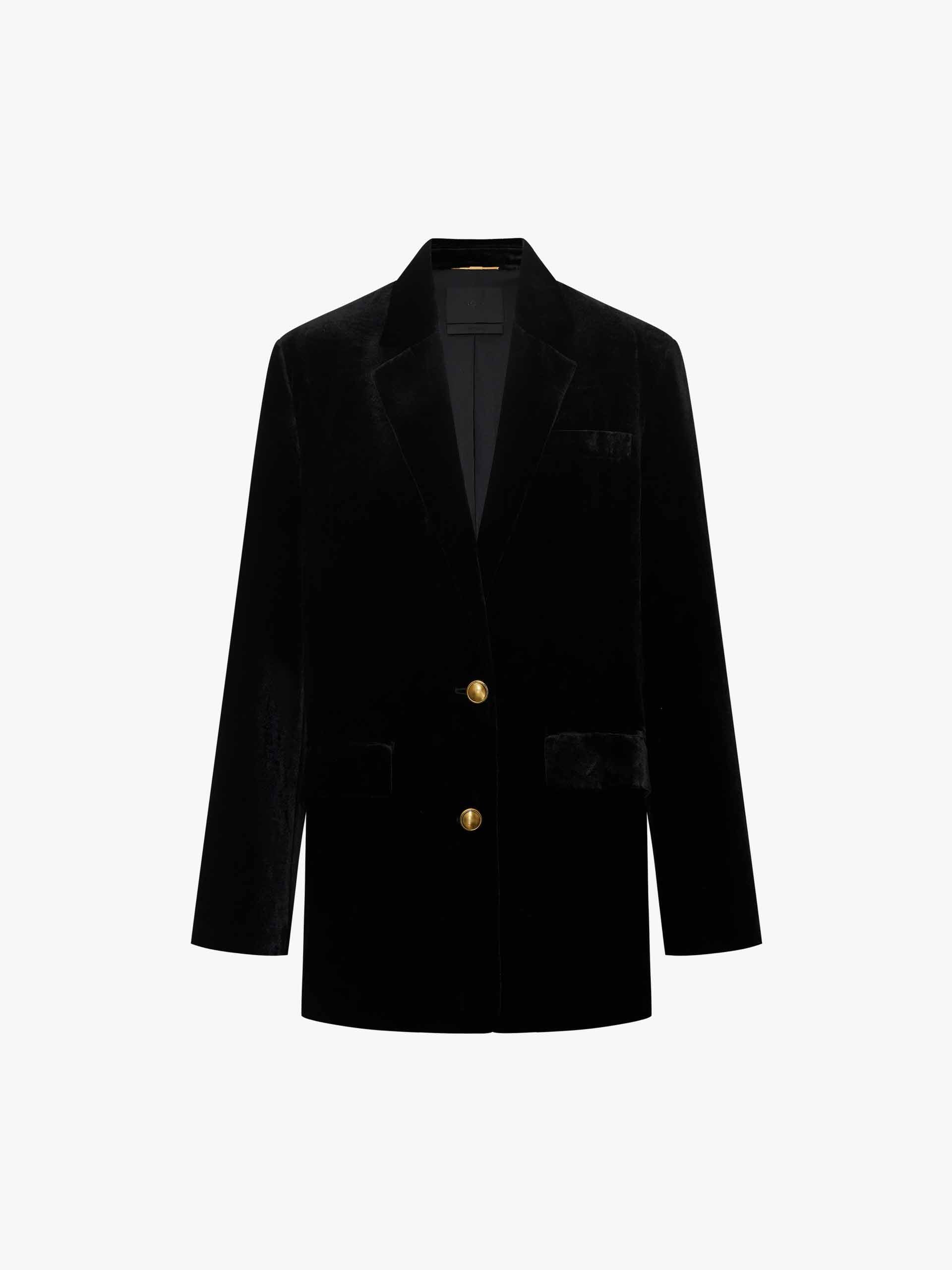 MO&Co. Women's Metallic Button Velvet Blazer