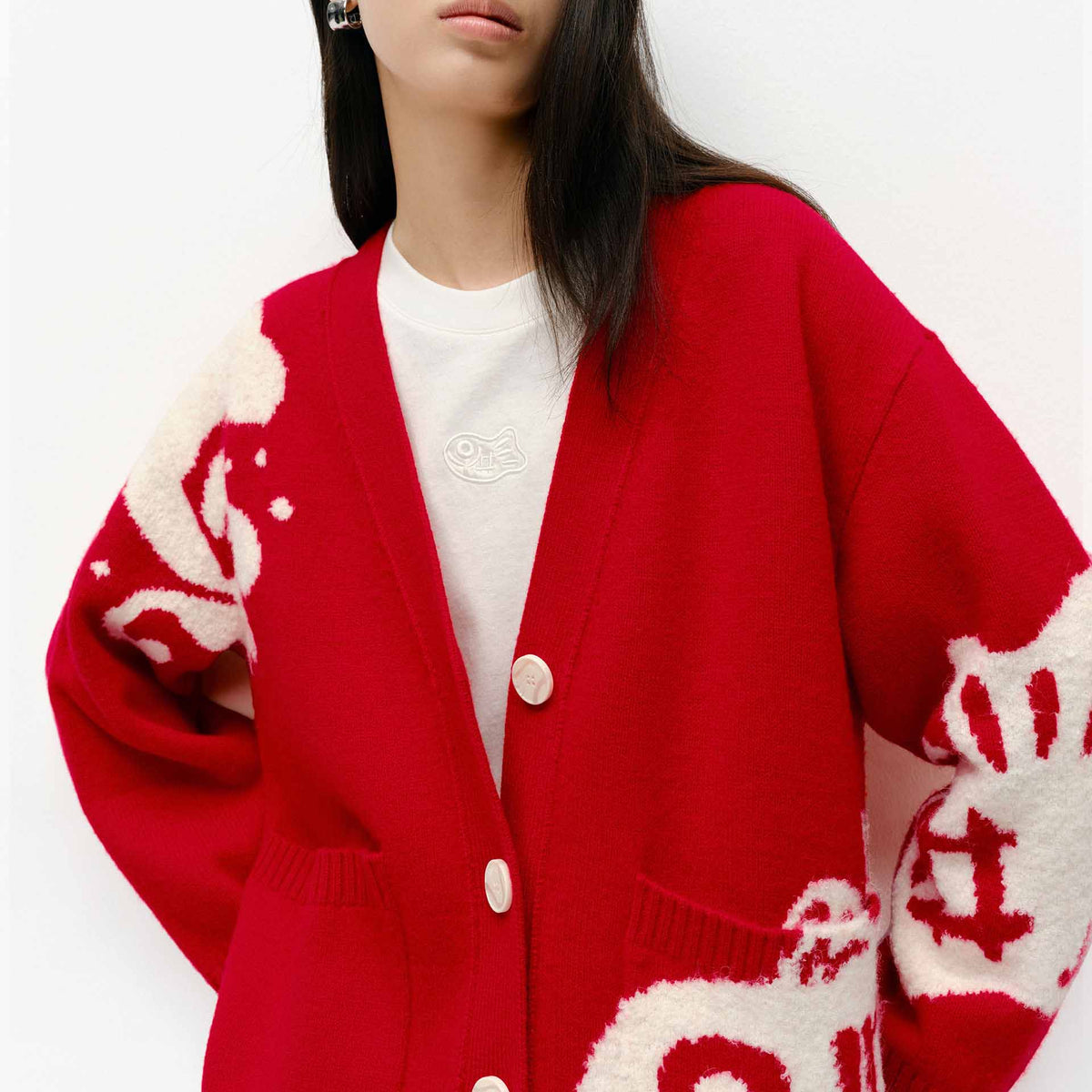MO&Co. Women's Fish Pattern Knit Cardigan