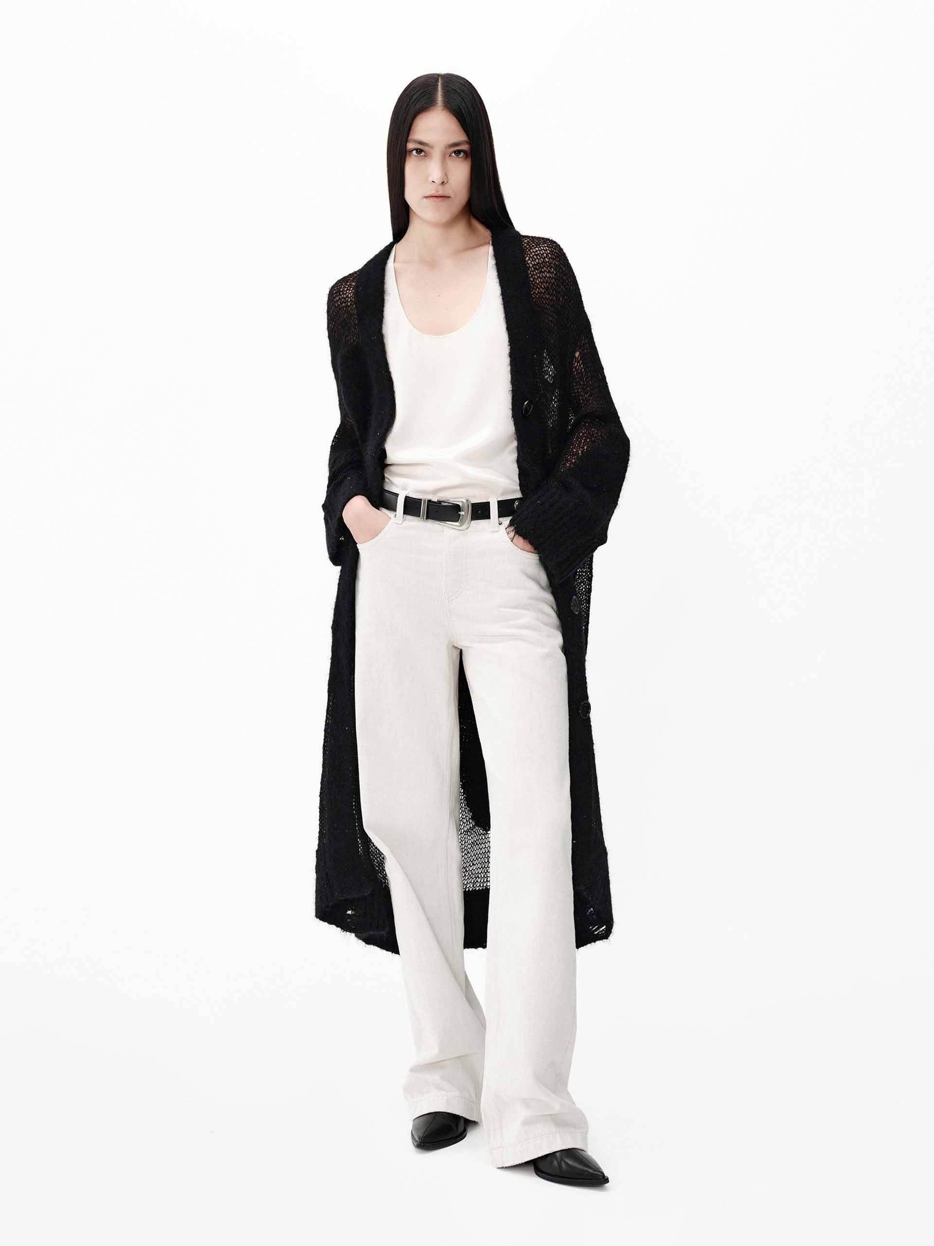 MO&Co. Women's Longline Sheer Knit Cardigan