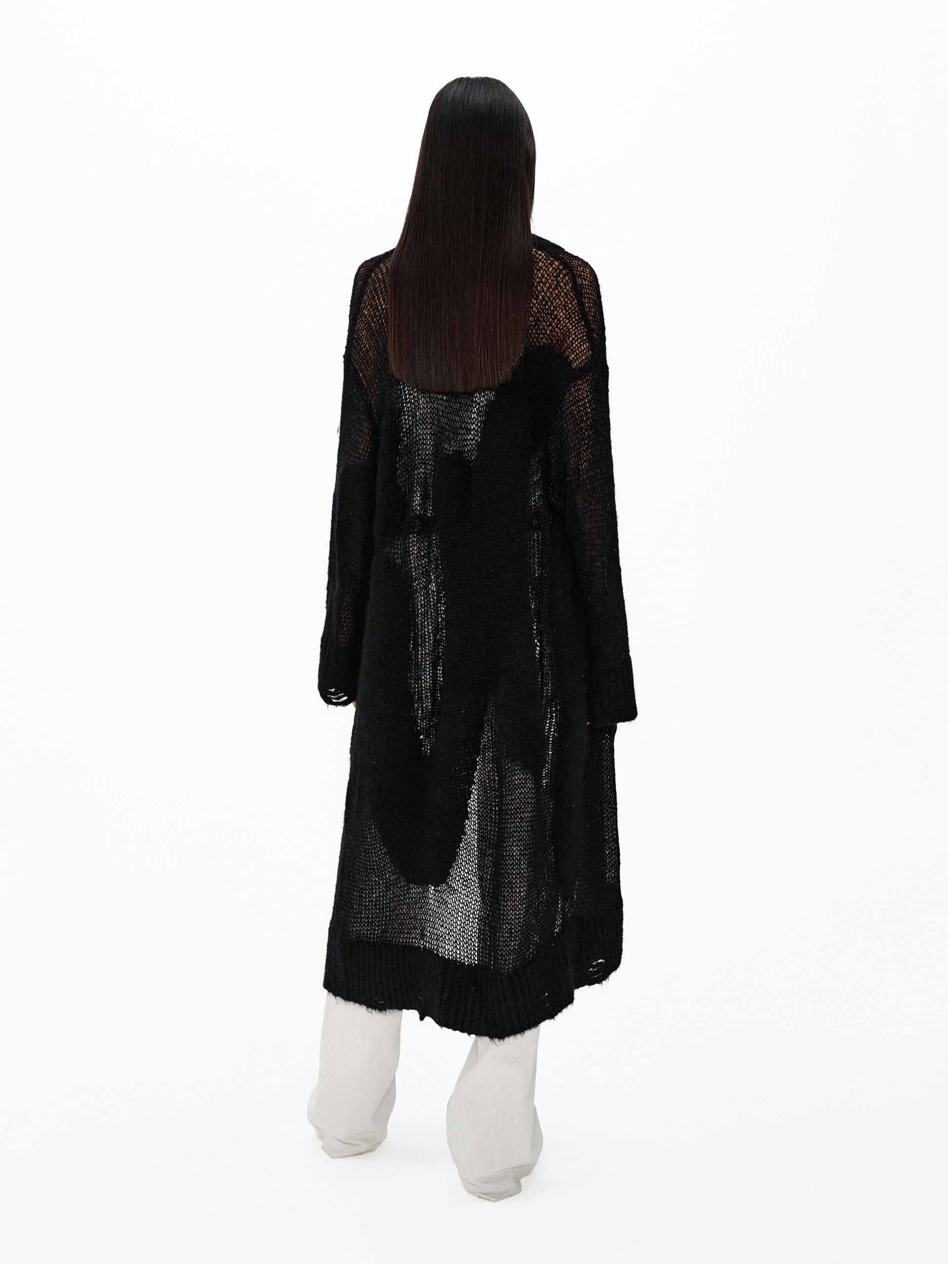 MO&Co. Women's Longline Sheer Knit Cardigan