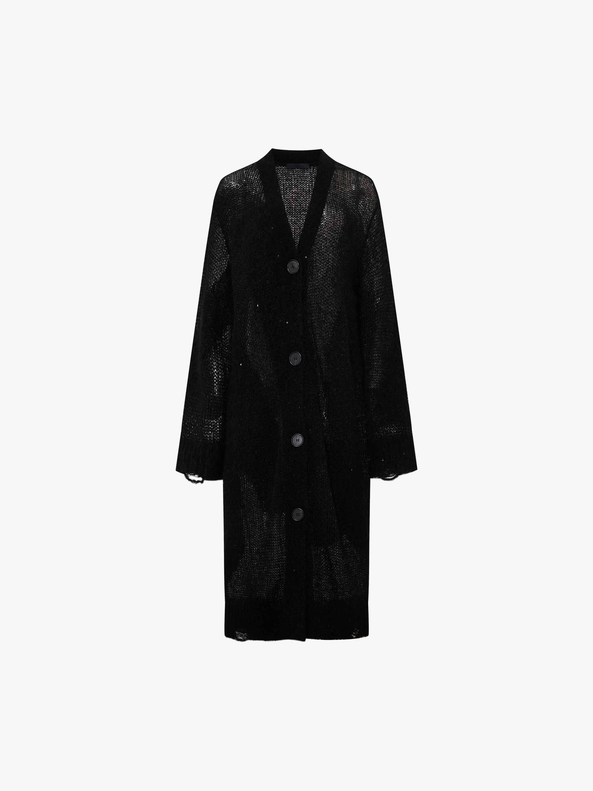 MO&Co. Women's Longline Sheer Knit Cardigan