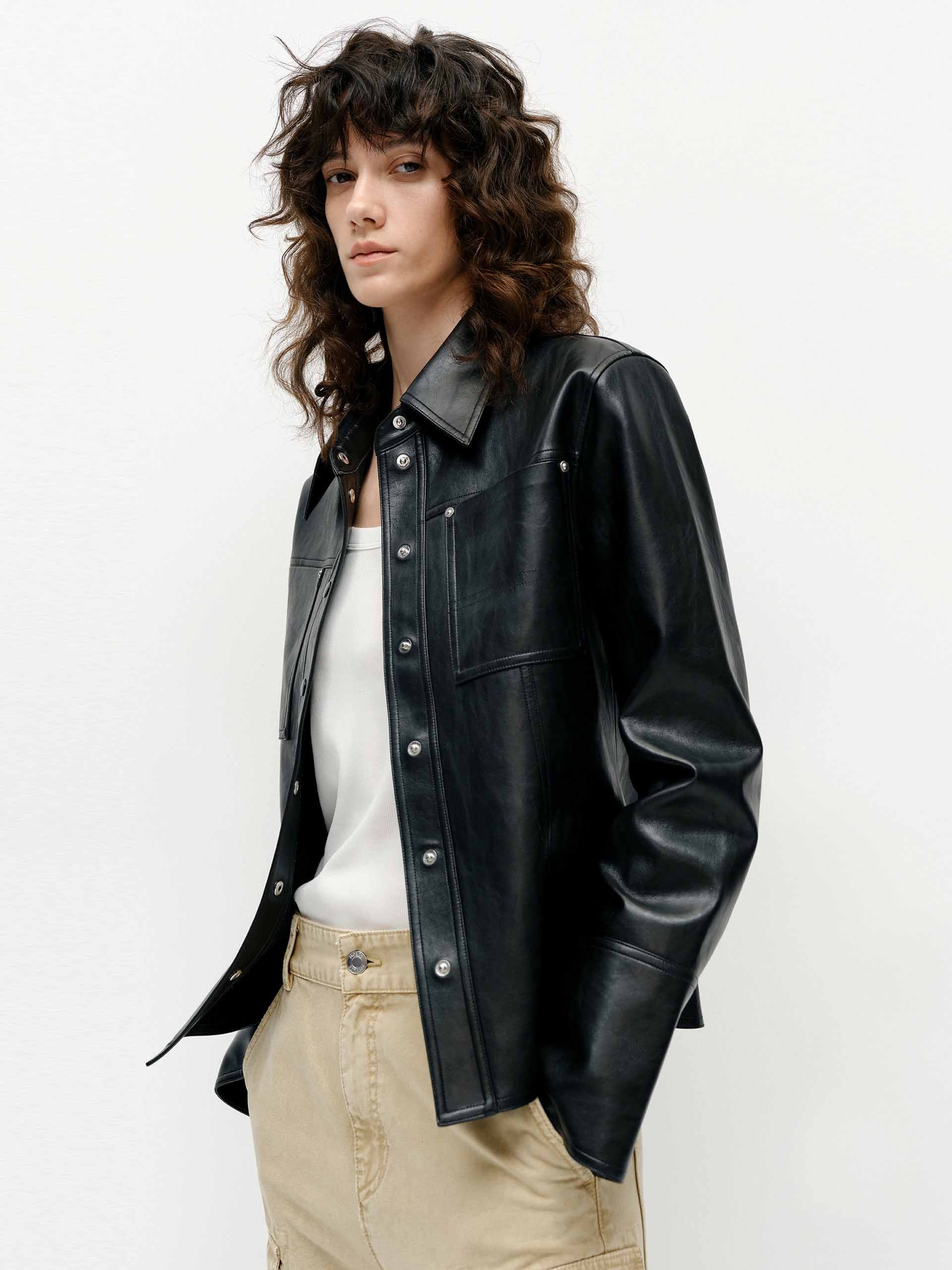 Black Fitted Faux Leather Jacket Womens Women's Faux Leather Moto
