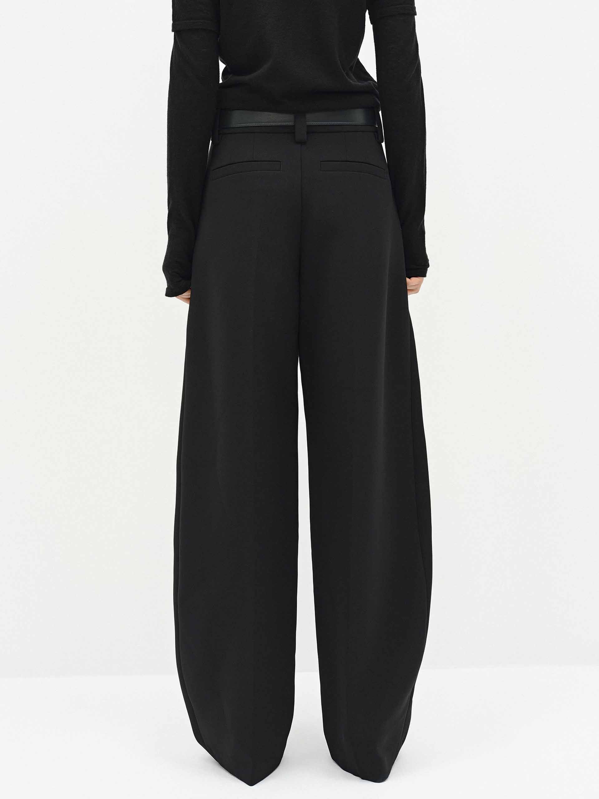 MO&Co. Women's Wide-Leg Barrel Pants with Side Pockets