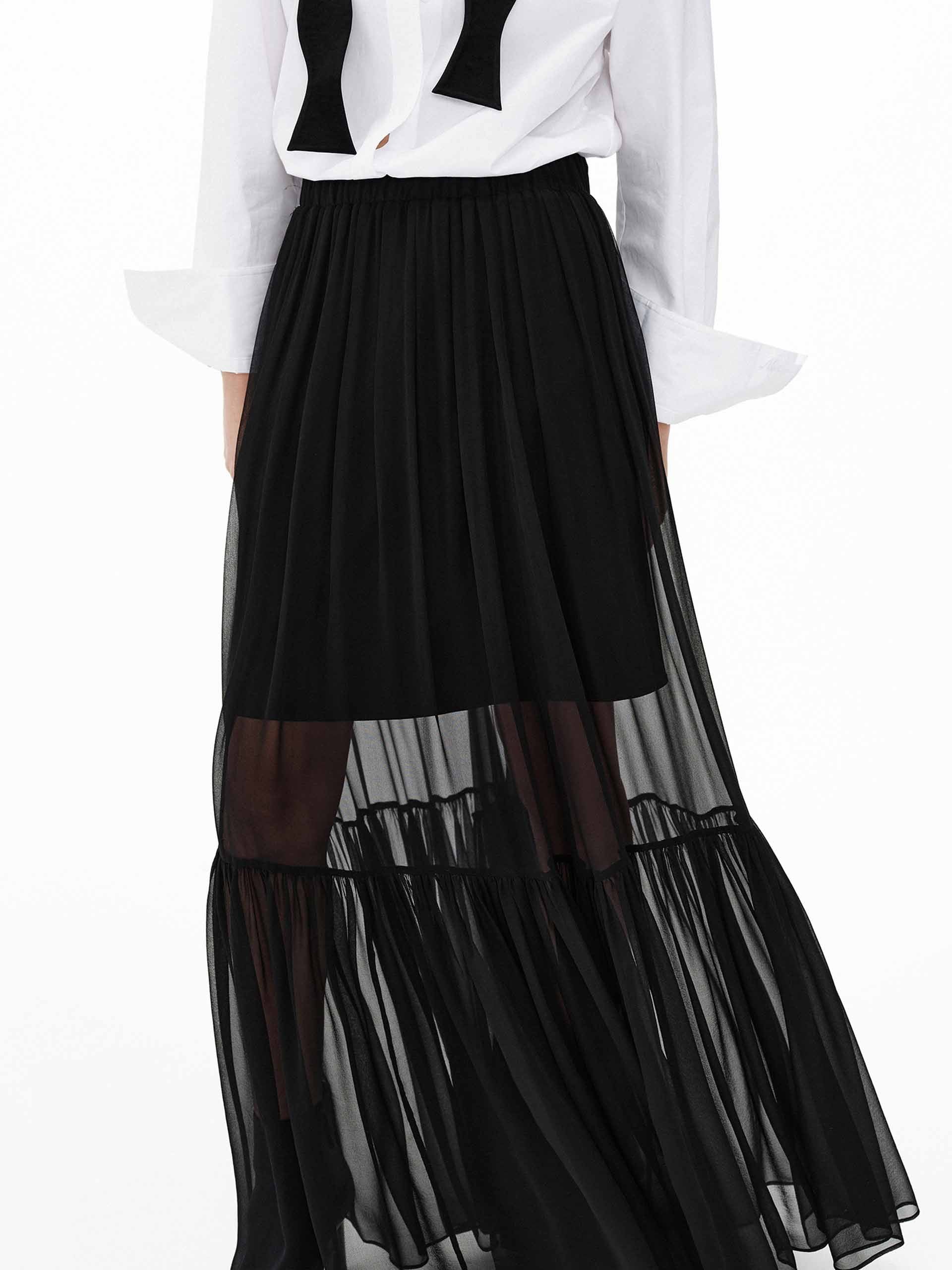 MO&Co. Women's Silk Chiffon Maxi Skirt