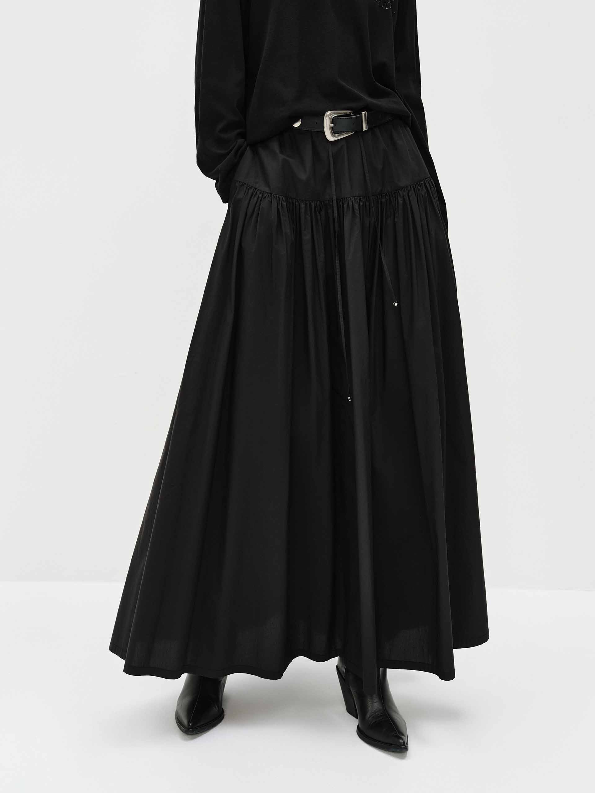 MO&Co. Women's Drawstring A-line Maxi Skirt