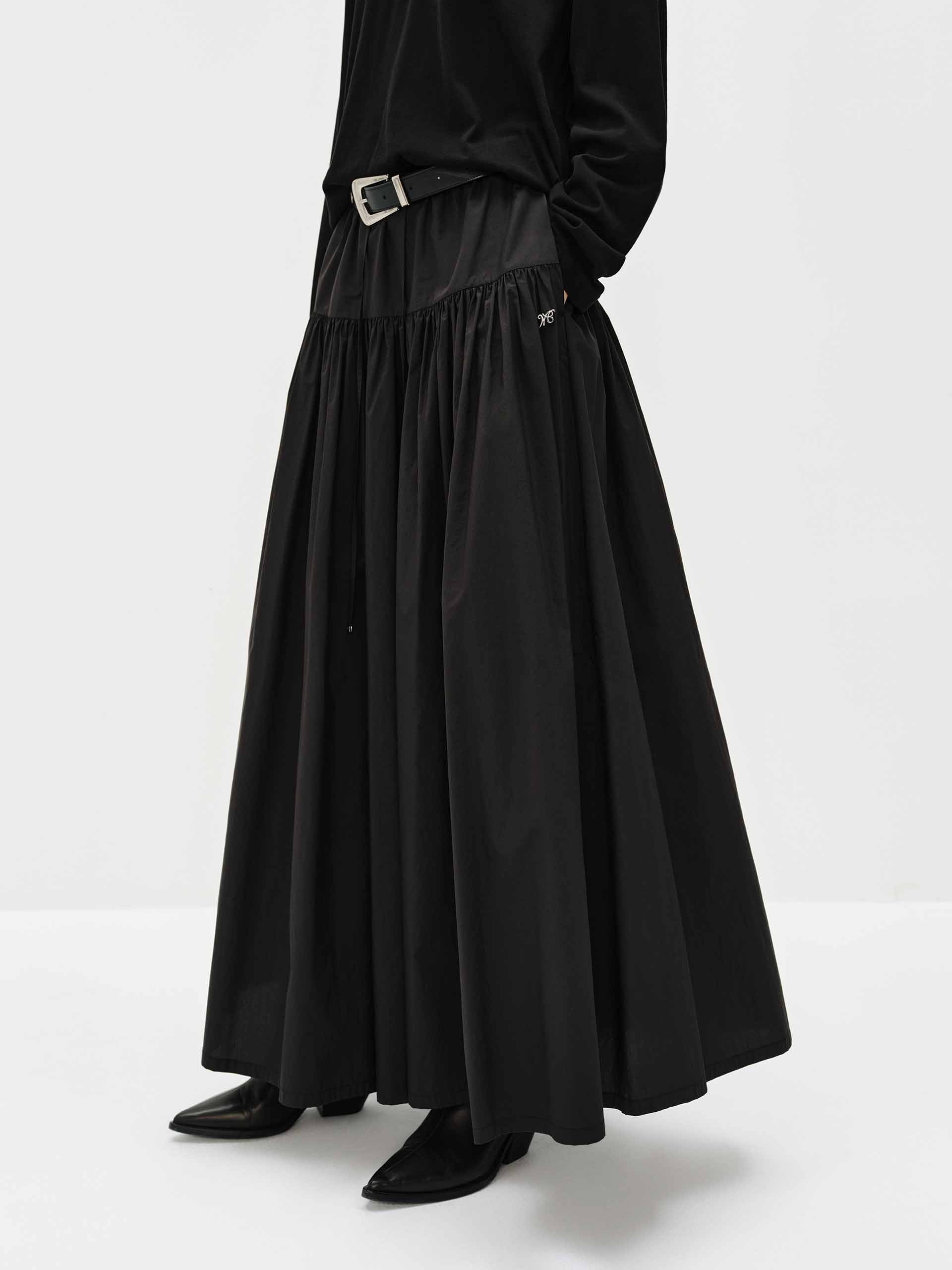 MO&Co. Women's Drawstring A-line Maxi Skirt