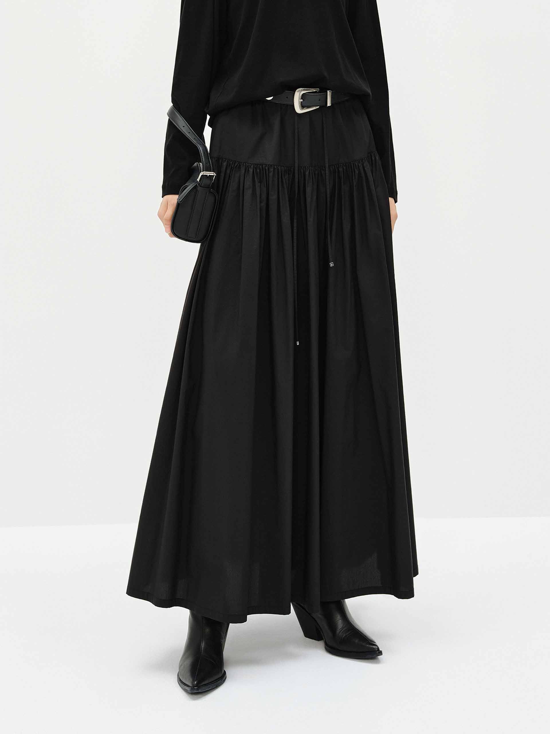MO&Co. Women's Drawstring A-line Maxi Skirt