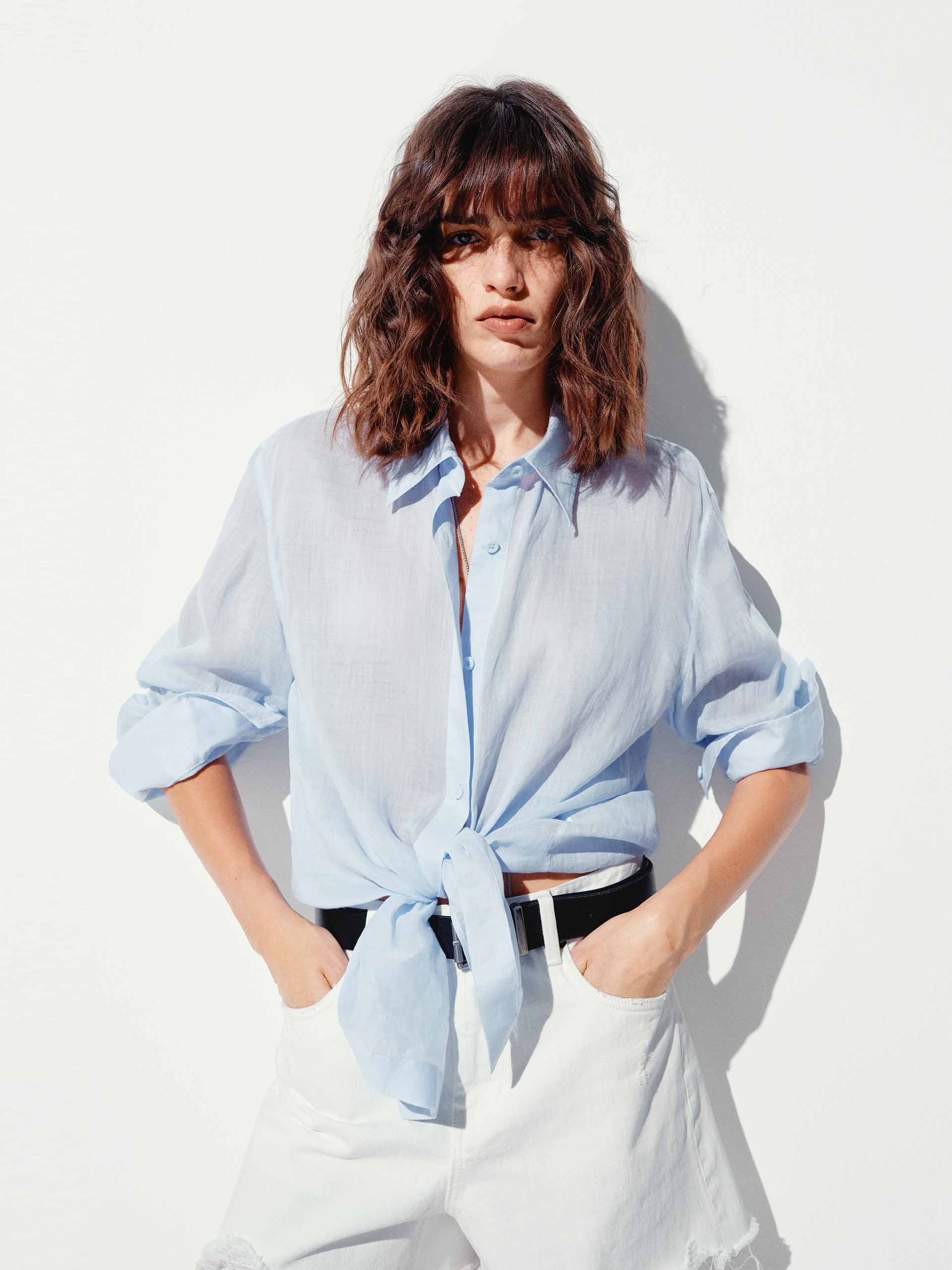 MO&Co. Women's Lightweight Ramie Shirt