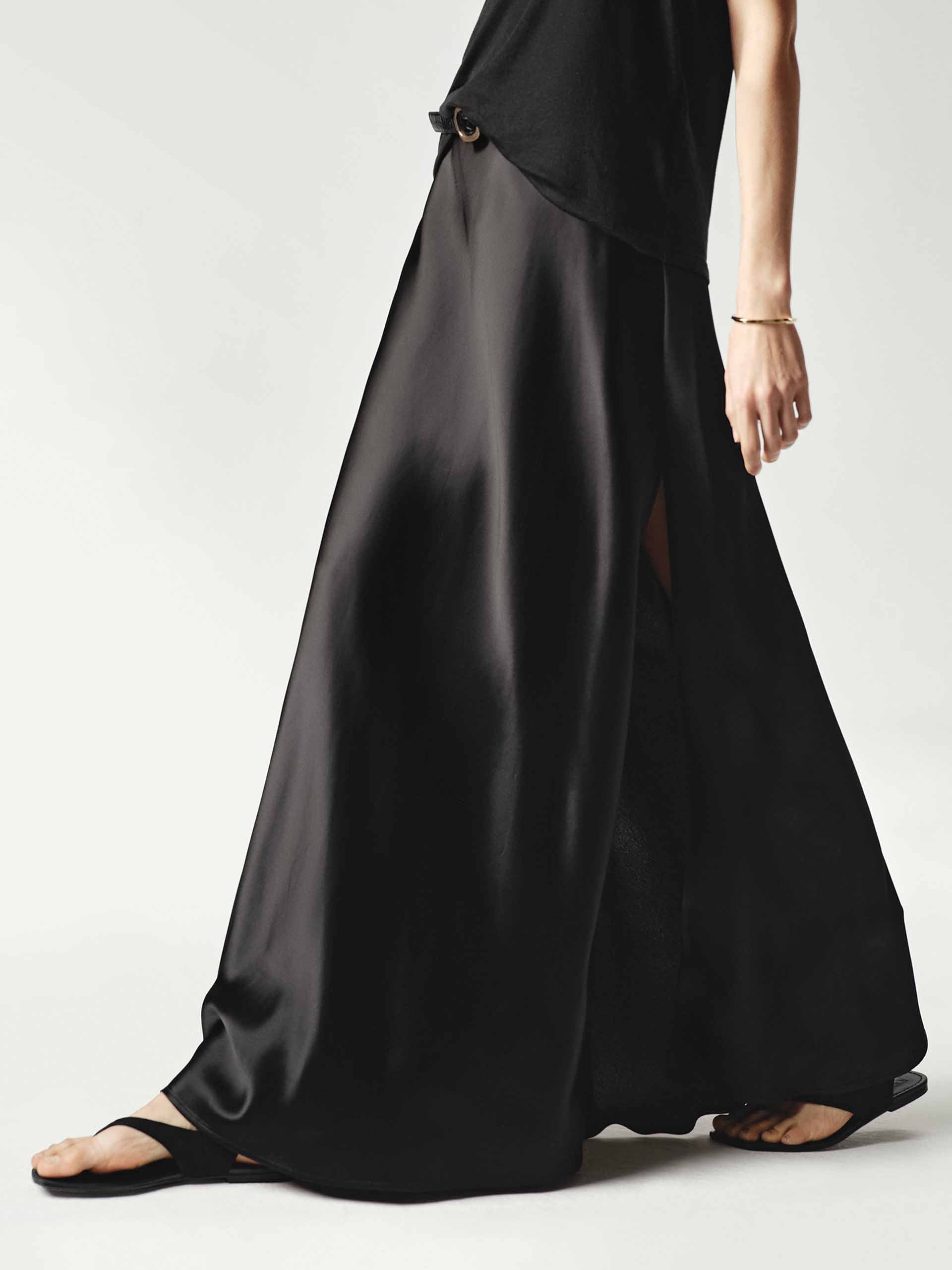 MO&Co. Women's Side Slit Satin Maxi Skirt MO&Co. Women's Side Slit Satin Maxi Skirt