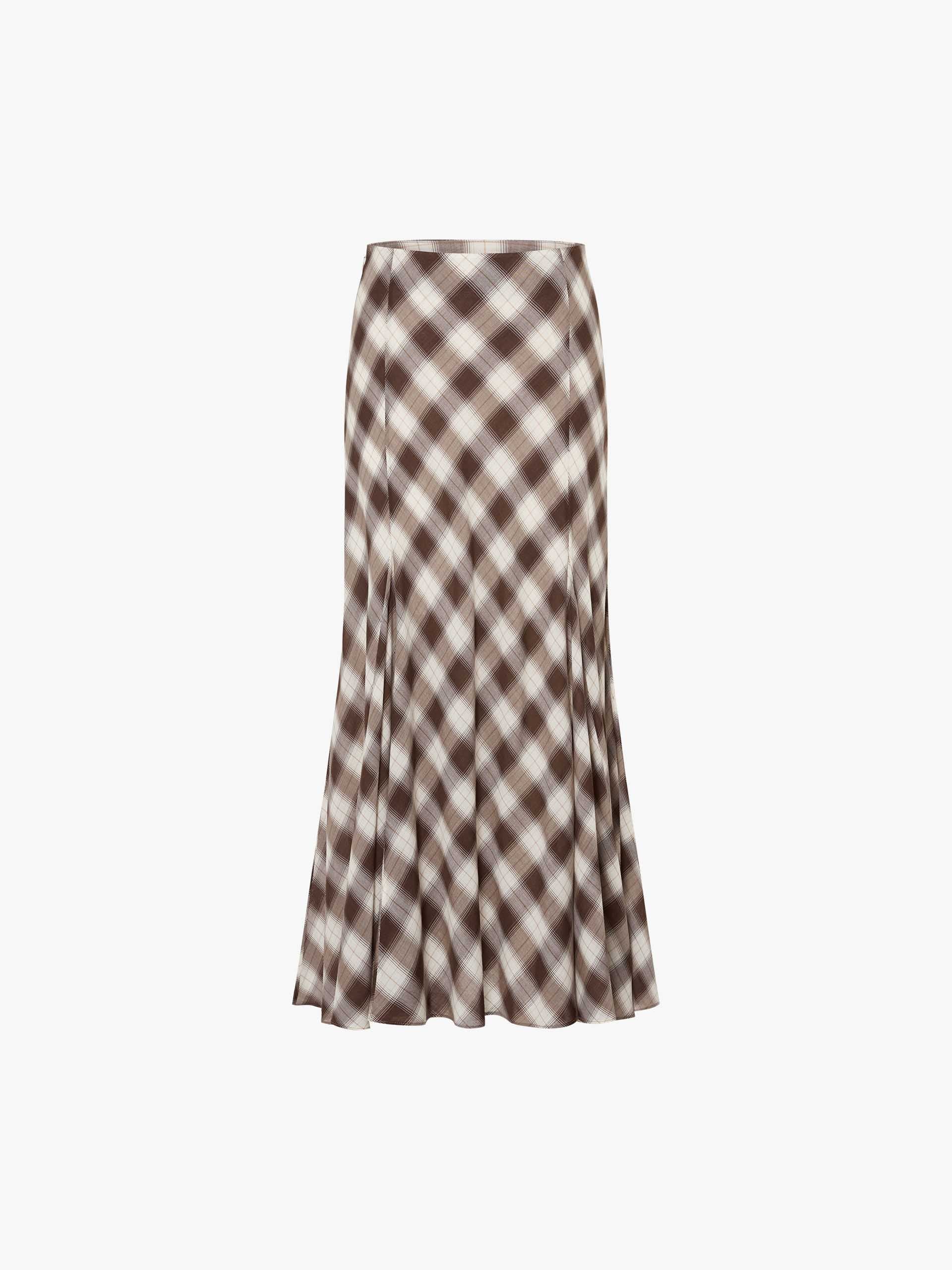 MO&Co. Women's Checked Mermaid Maxi Skirt