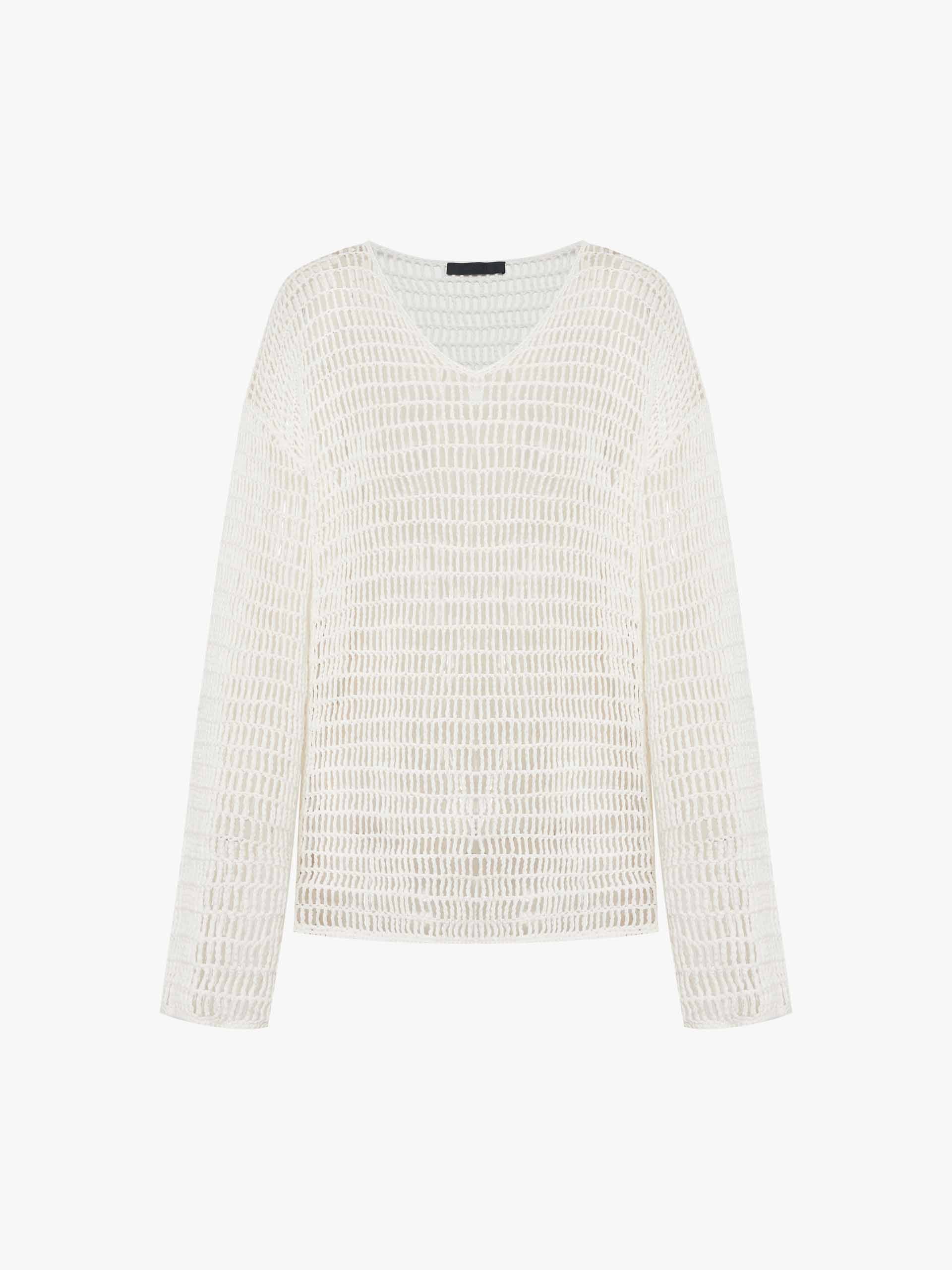 MO&Co. Women's Crochet Fishnet Sweater