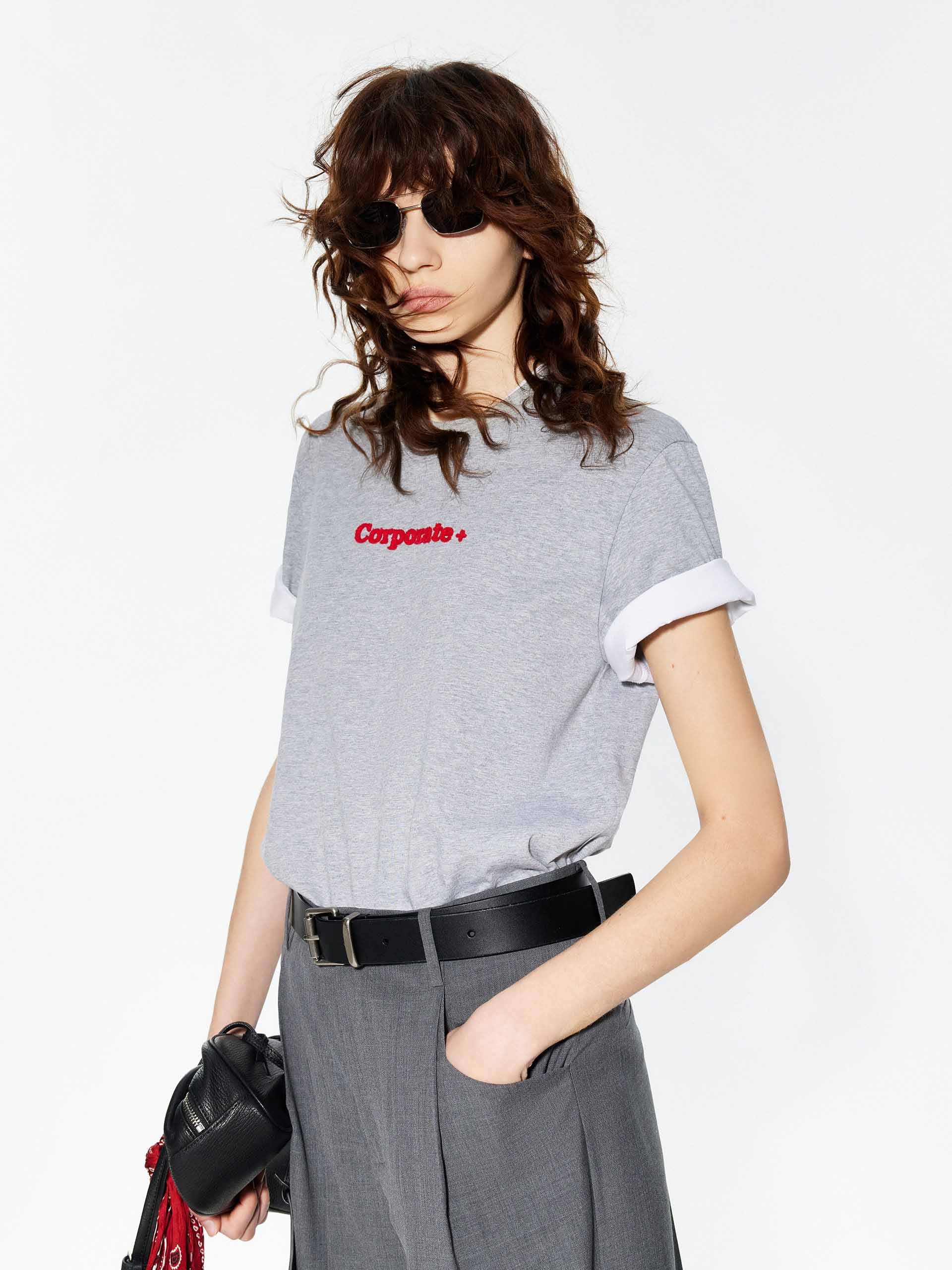 MO&Co. Women's Front Letter Round Neck T-shirt