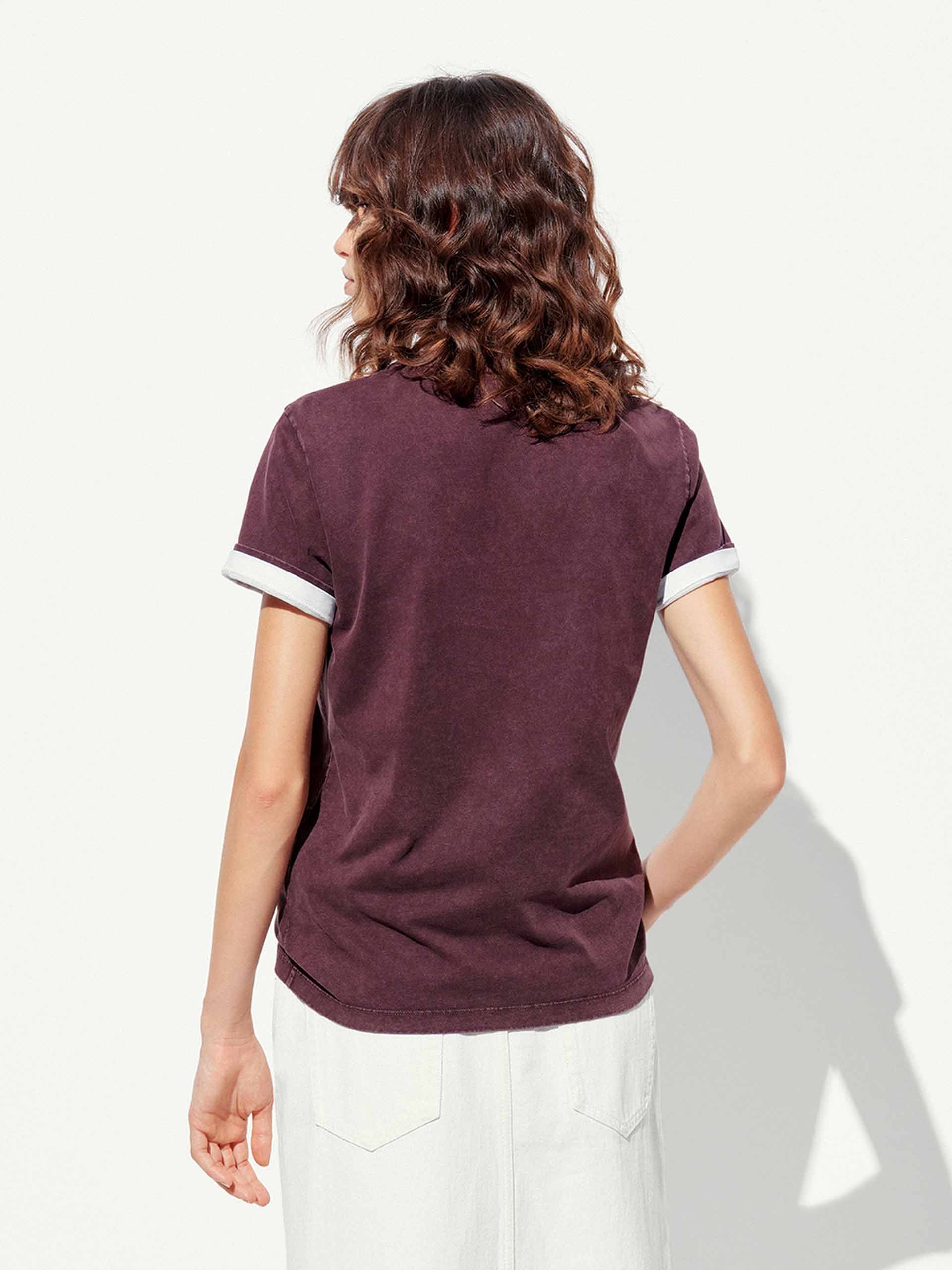 MO&Co. Vintage Burgundy & Grey Letter Tee | 100% Cotton