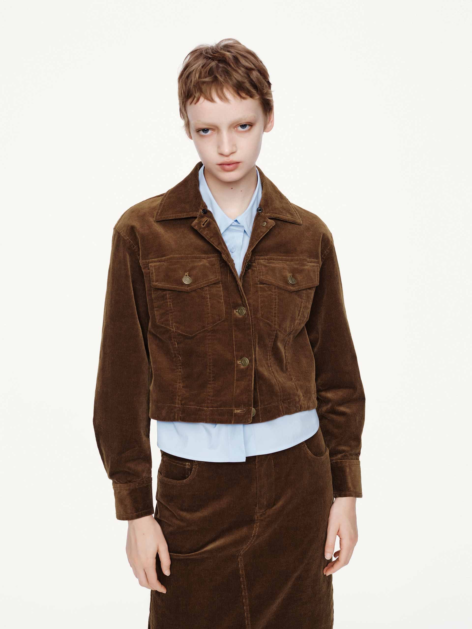 MO&Co. Women's Fur Collar Corduroy Jacket