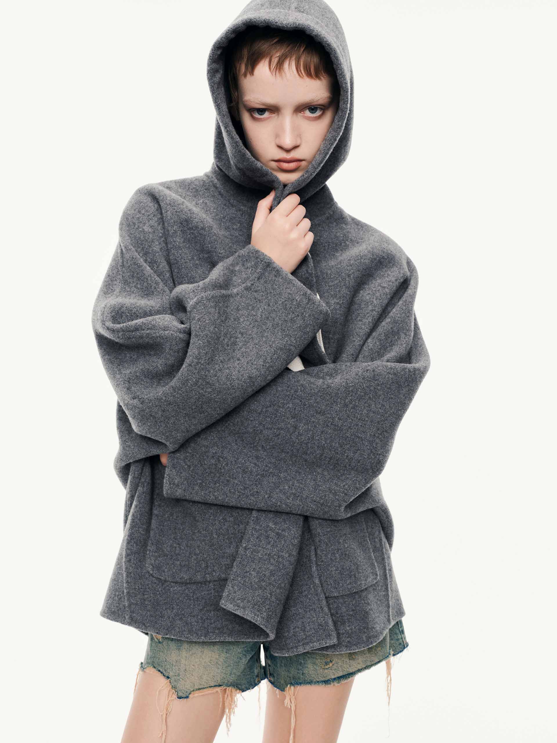 MO&Co. Women's Drawstring Detail Wool Coat