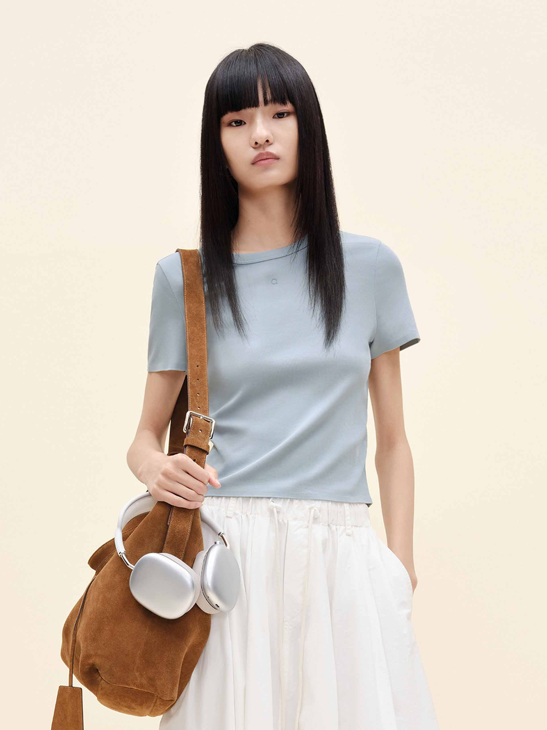 MO&Co. Women's Cotton Blend Slim T-shirt