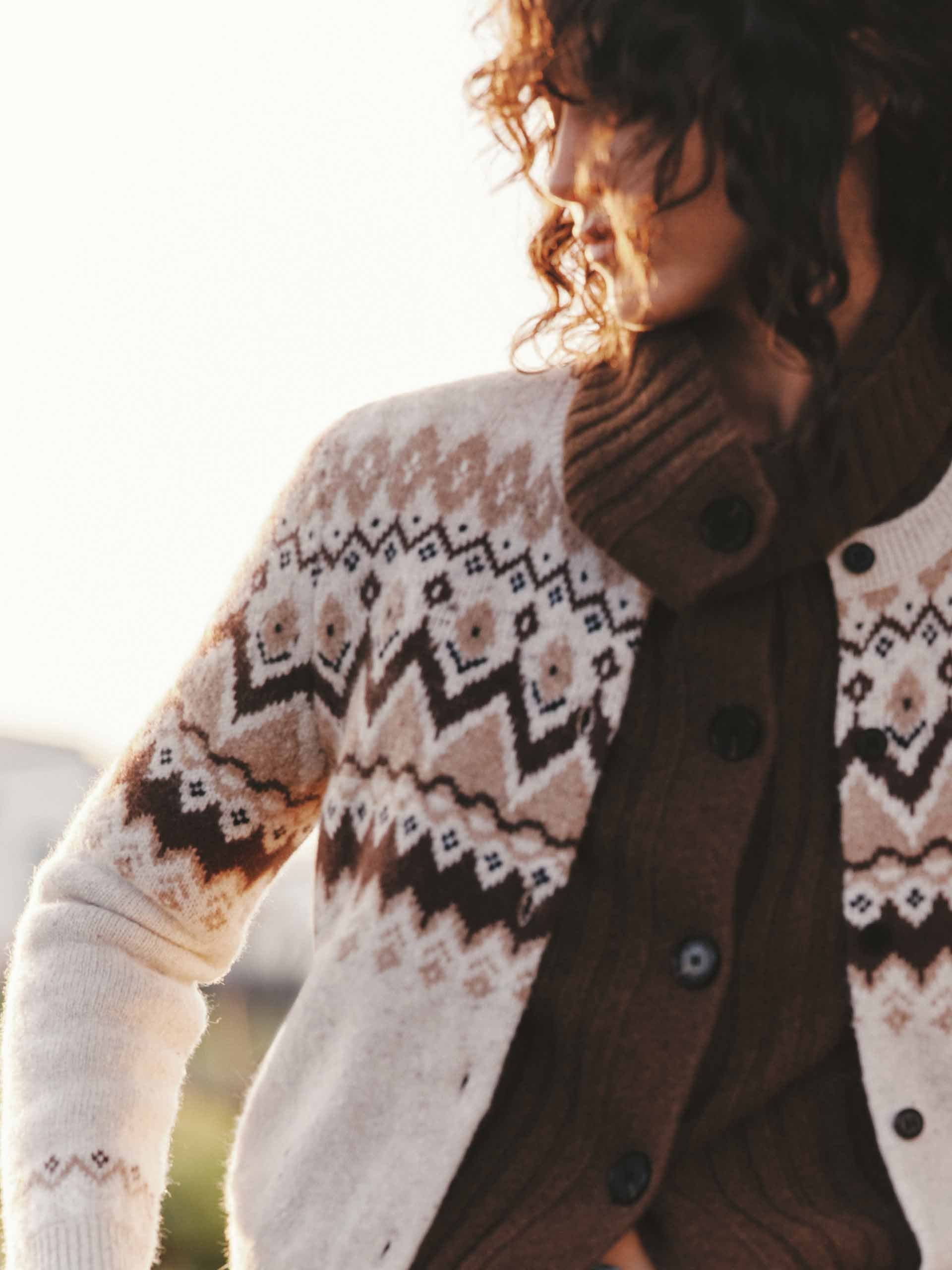 MO&Co. Women's Wool Blend Fair Isle Cardigan
