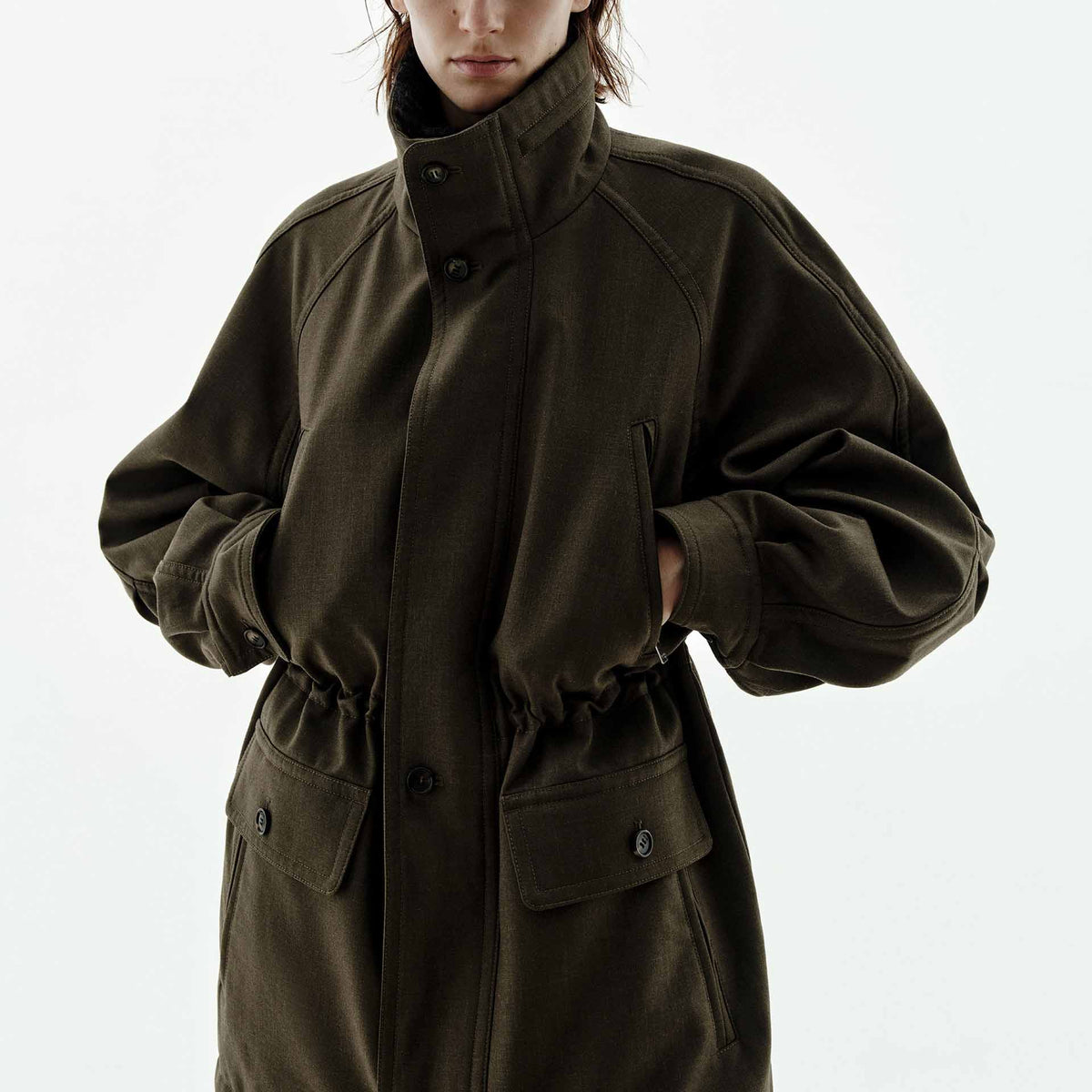 MO&Co. Women's Multi Pockets Drawstring Coat