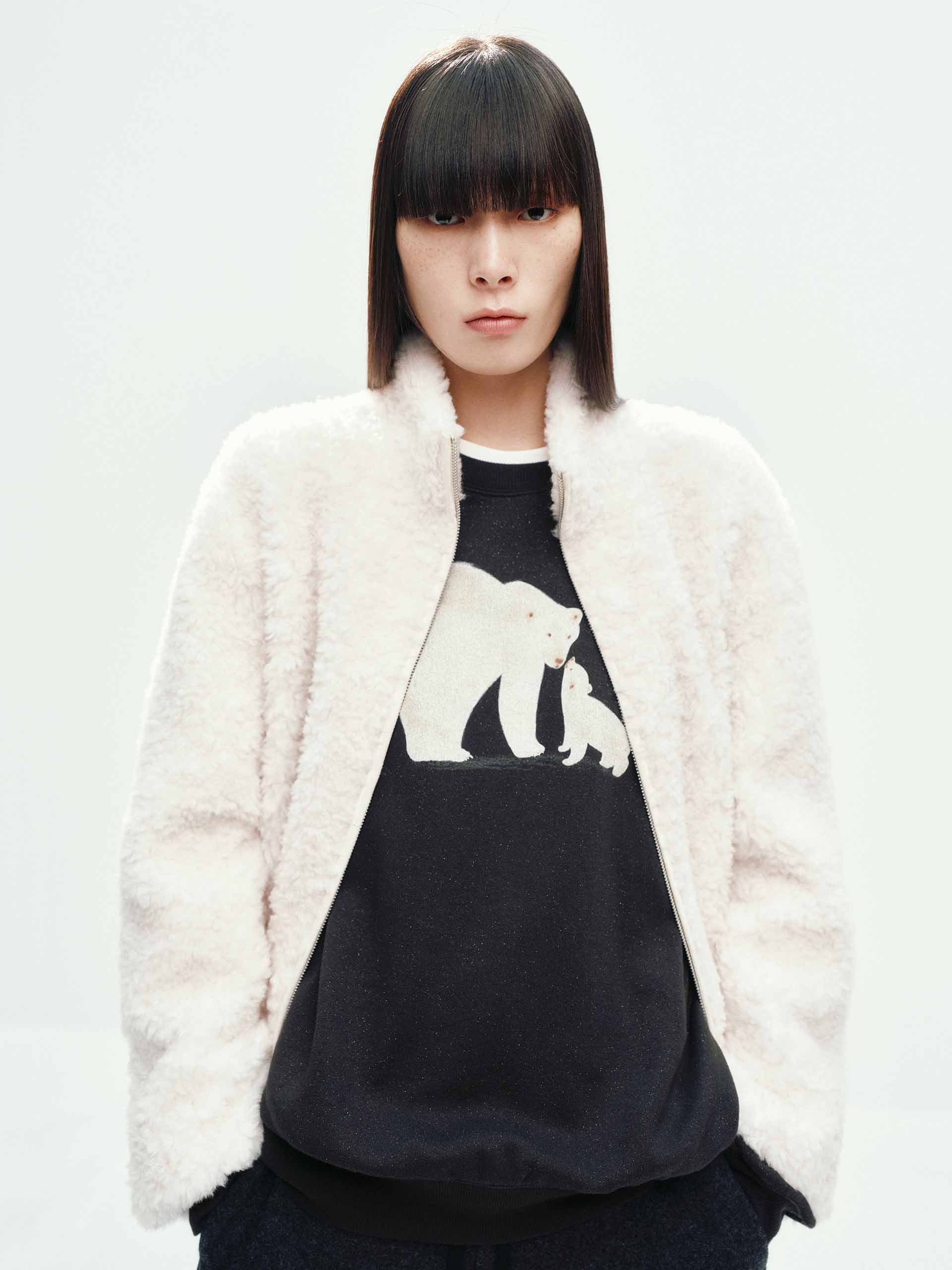 MO&Co. Women's Faux Shearling Zipper Coat