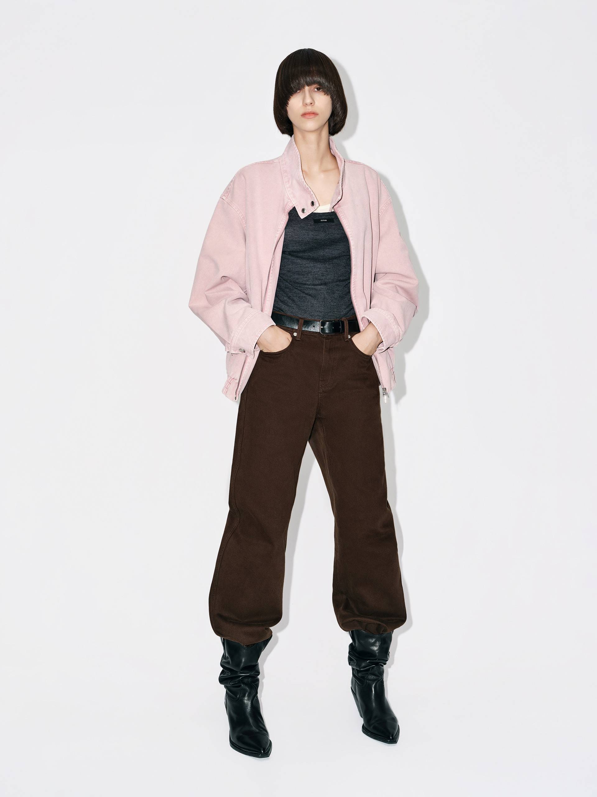 MO&Co. Women's Mock Neck Denim Coat