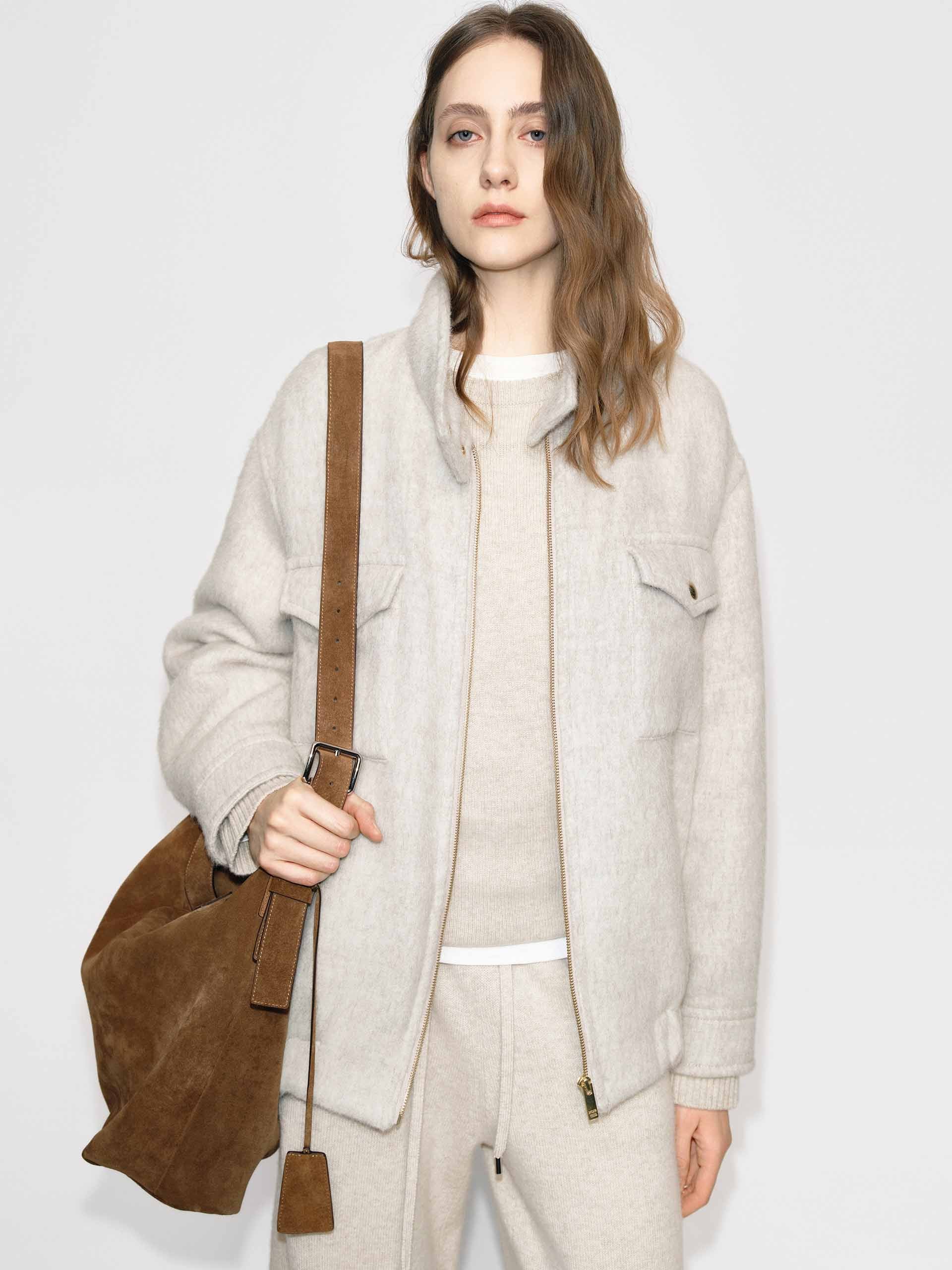 MO&Co. Women's Wool Blend Zipper Coat